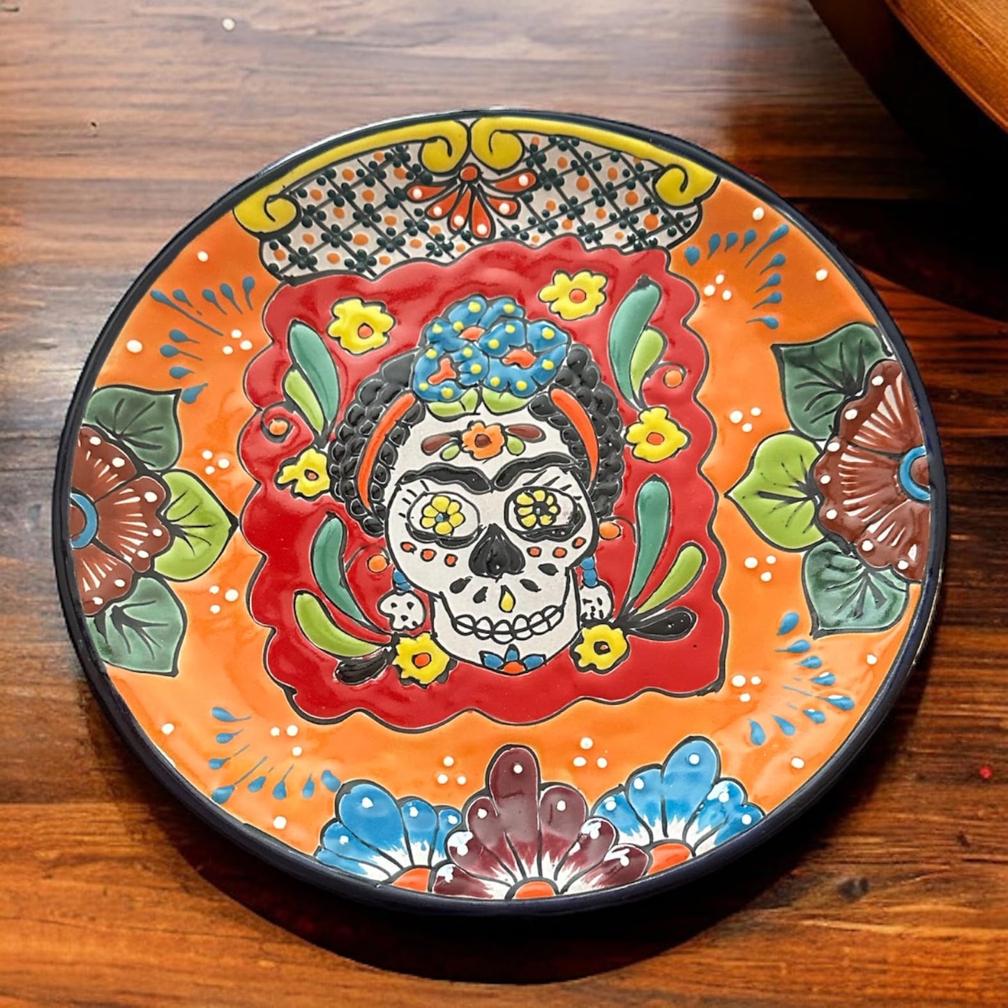 Mix and Match 11 1/2-Inch Talavera Plates - Hand-Painted Mexican Pottery - Choose Your Unique Designs(Frida)