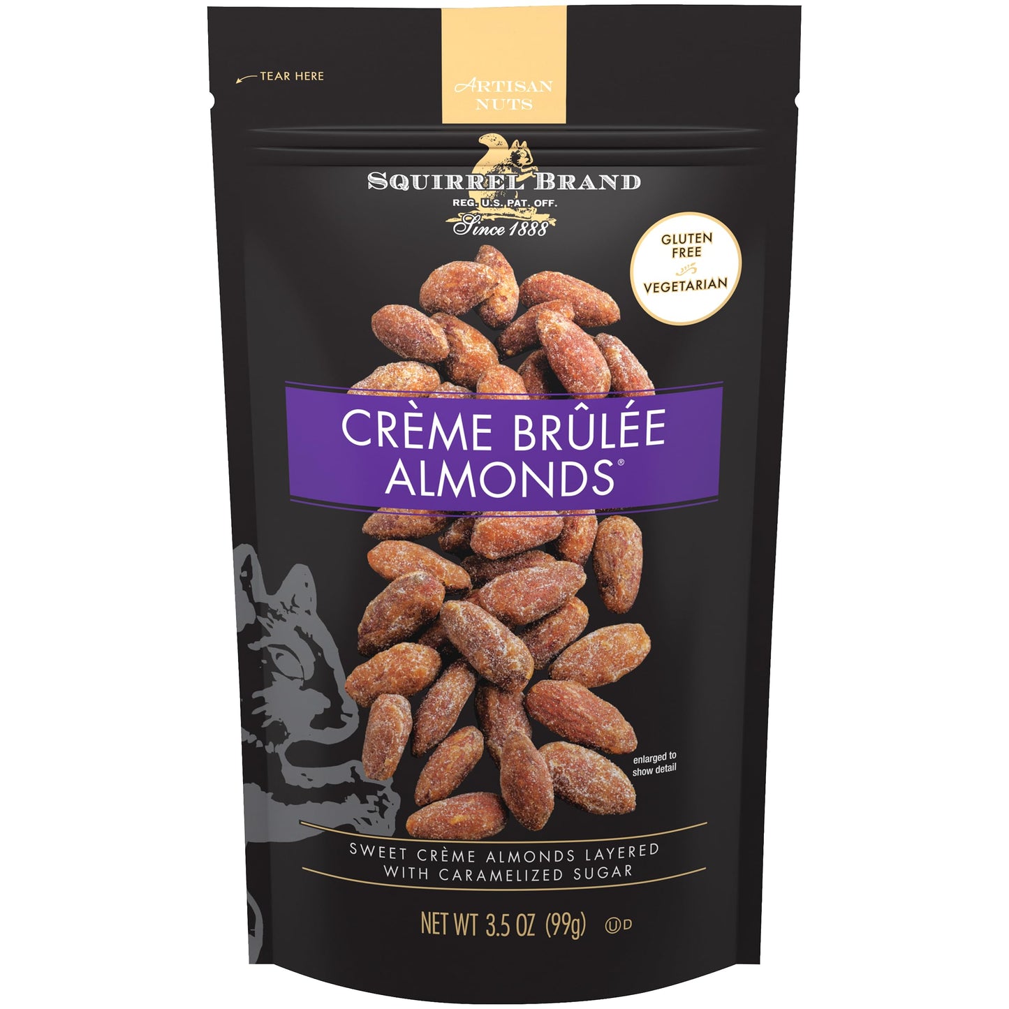 Squirrel Brand Crème Brulee Almonds, 3.5 OZ Resealable Bag