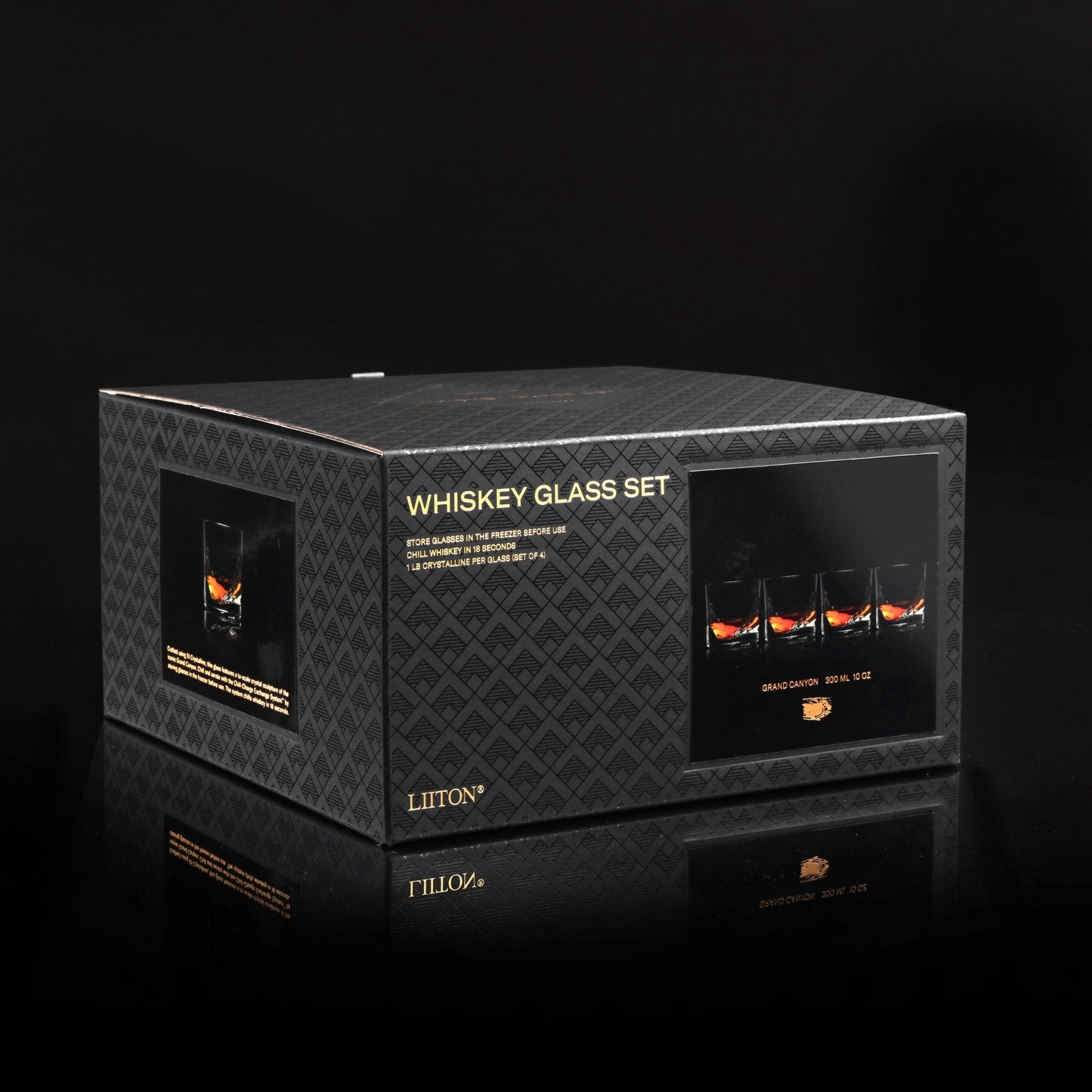 LIITON Heavy Crystal Whiskey Glasses Gift Set, Thick Freezable Bourbon Glass 1lb Each, Premium Whiskey Gifts for Men, Frozen Crystal Chills Cocktails