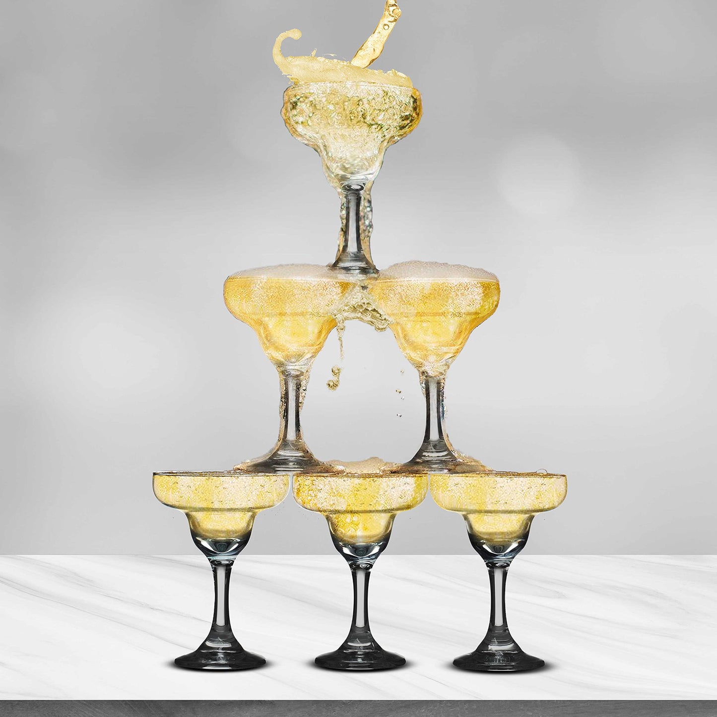 DISCOUNT PROMOS 10 Margarita Glasses Set, 9 oz. - Classic, Smooth, Barware, Glassware - Black