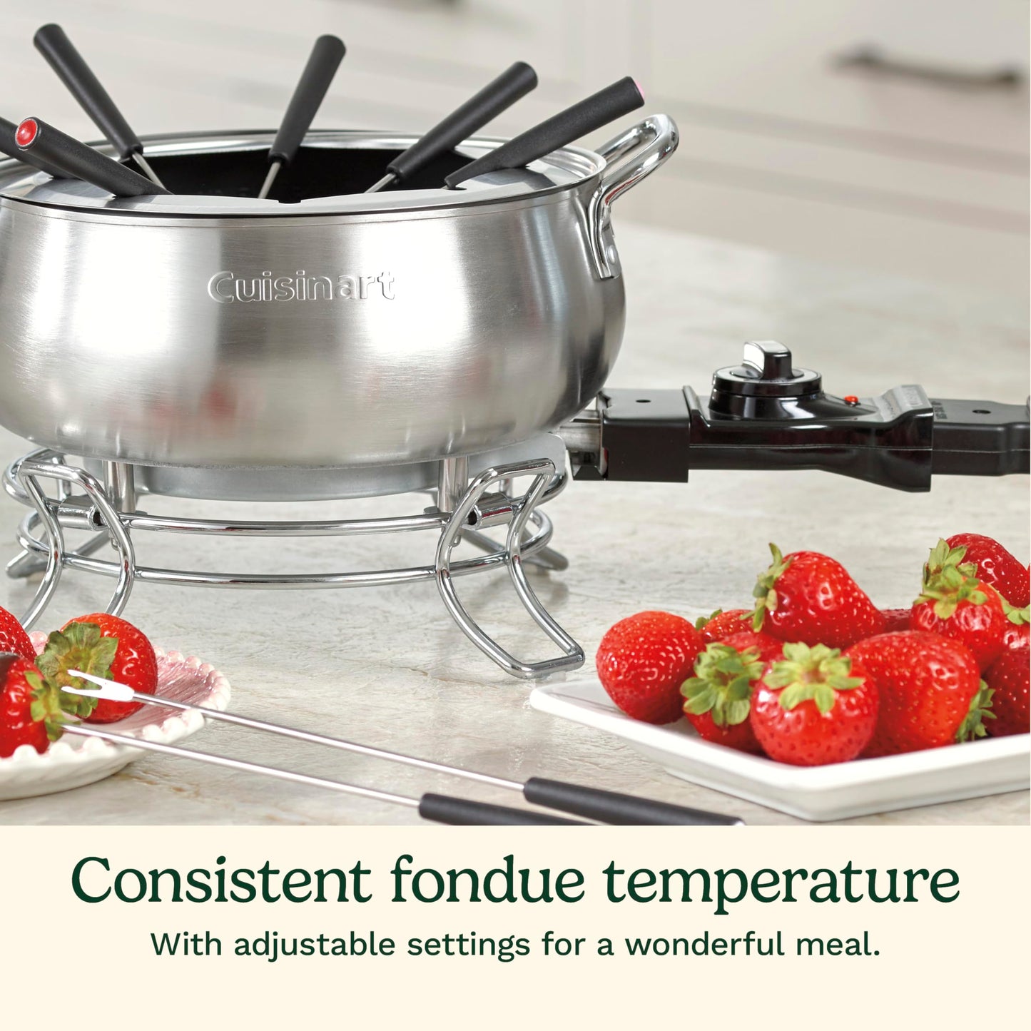 Stainless Steel Cuisinart Fondue Pot for Chocolate, Cheese or Meat in Broth or Oil, CFO-3SSP1
