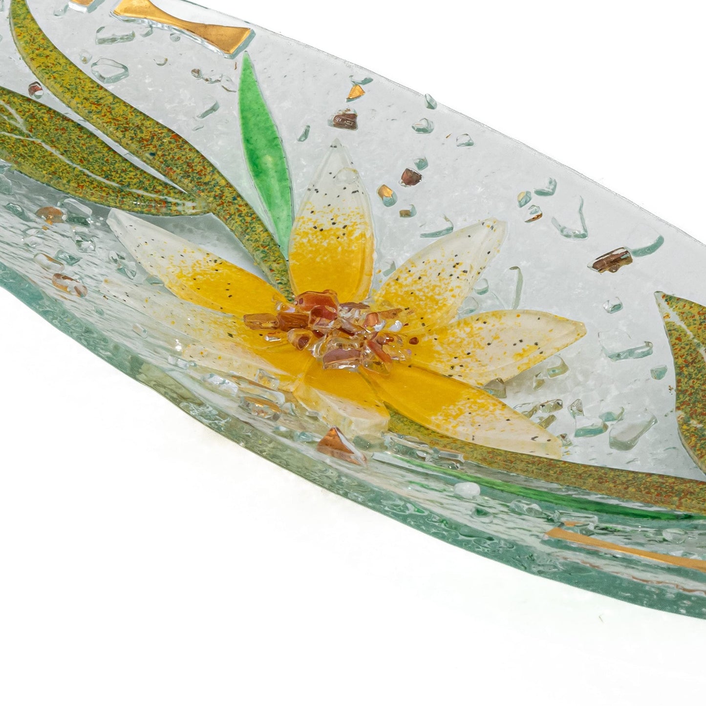 Sospiri Venezia Glass Decorative Plate Murano Glass Decorative Bowl, Gift Decoration Centerpiece Floral Decor, Catchall Bowl Catchall Tray for Entrance Table Console Living Room Dining Table 11"x4"