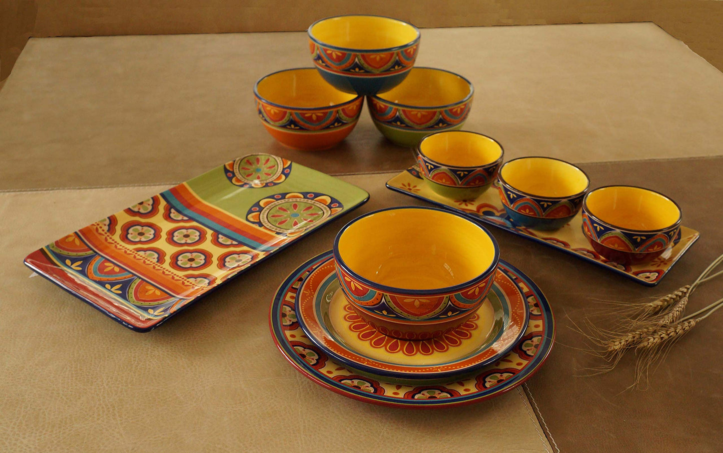 Bico Tunisian Salad Plates Set of 4, Ceramic, 8.75 inch, Microwave & Dishwasher Safe