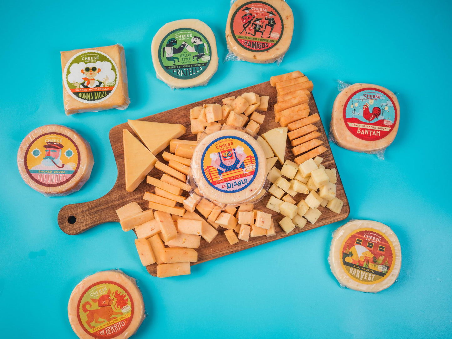 Cheese Bros. Brotherhood Gift Box, Fresh from Wisconsin, Assorted Gouda, Havarti, Mozzarella and Fratello