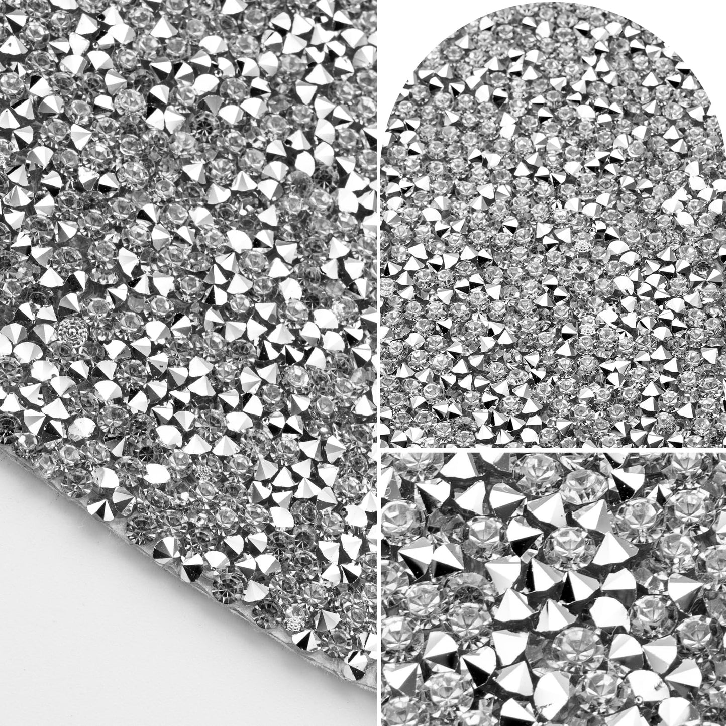 Cumouna Silver Placemat Sparkle Crushed Rhinestones Round Washable Elegant Glitter Table Mat for Fall Halloween Wedding Christams Kitchen Home Decor Housewarming Gifts (15 Inch)