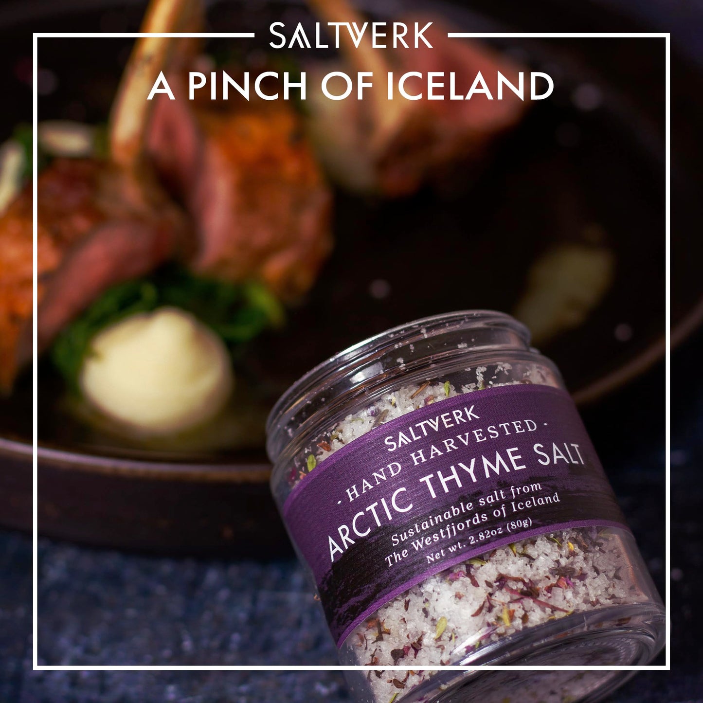 Saltverk Arctic Thyme Sea Salt - 2.82 Ounces Jar - Hand Harvested Gourmet - Sustainably Made