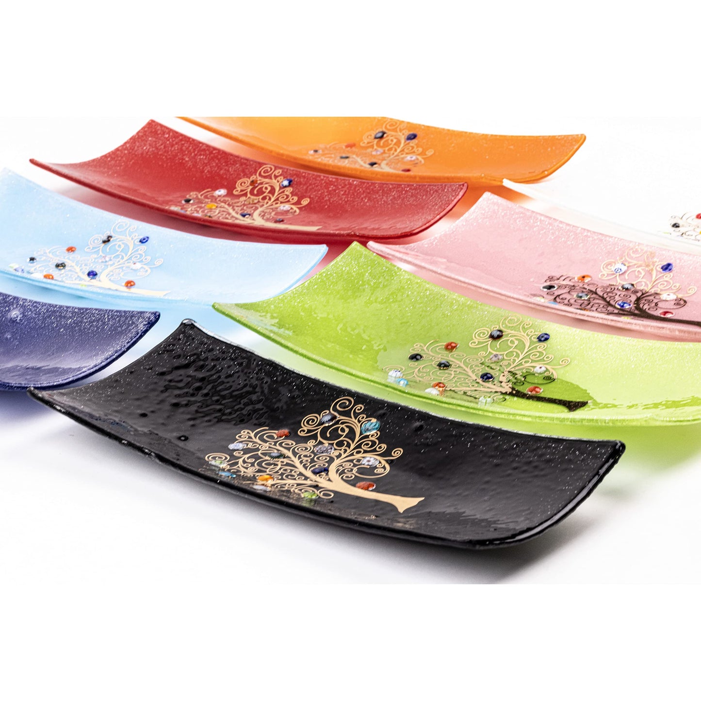 SOSPIRI VENEZIA Glass Decorative Plate Murano Glass Decorative Bowl, Gift Decoration Centerpiece Tree of Life, Catchall Bowl Catchall Tray for Entrance Table Console Living Room Dining Table 11"x5"