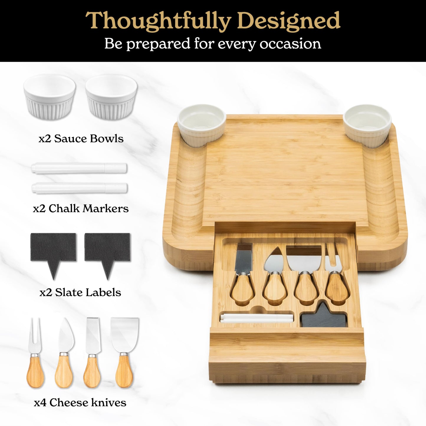 Smirly Charcuterie Boards Gift Set: Charcuterie Board Set, Bamboo Cheese Board Set - House Warming Gifts New Home, Wedding Gifts for Couple, Bridal Shower Gift