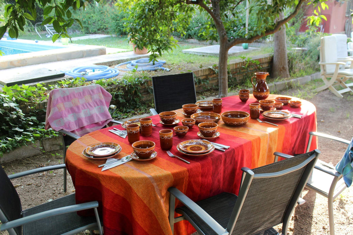 Cactus Canyon Ceramics Spanish Terracotta 5-Piece Salad Plate Set, Spanish Sunset