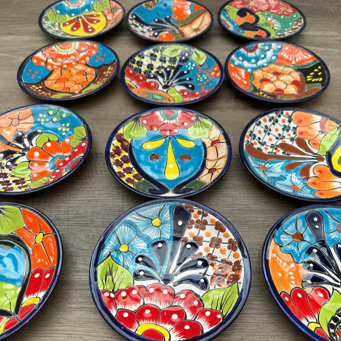 Hand-Painted Mexican Pottery - Set of Four 6" Talavera Appetizer Plates
