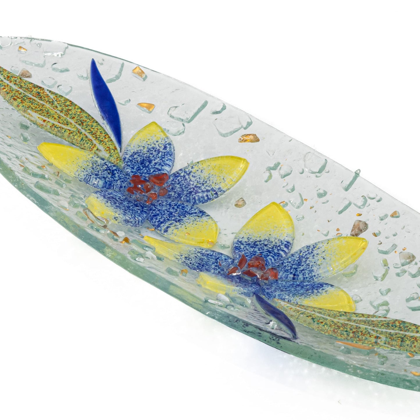 Sospiri Venezia Glass Decorative Plate Murano Glass Decorative Bowl, Gift Decoration Centerpiece Floral Decor, Catchall Bowl Catchall Tray for Entrance Table Console Living Room Dining Table 11"x4"