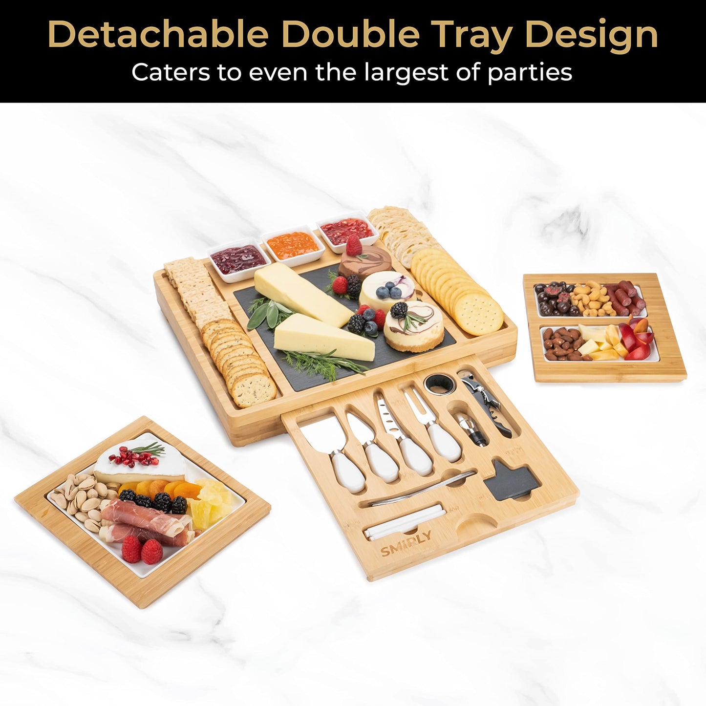 SMIRLY Charcuterie Boards Gift Set: Charcuterie Board Set, Bamboo Cheese Board Set - House Warming Gifts New Home, Wedding Gifts for Couple, Bridal Shower Gift