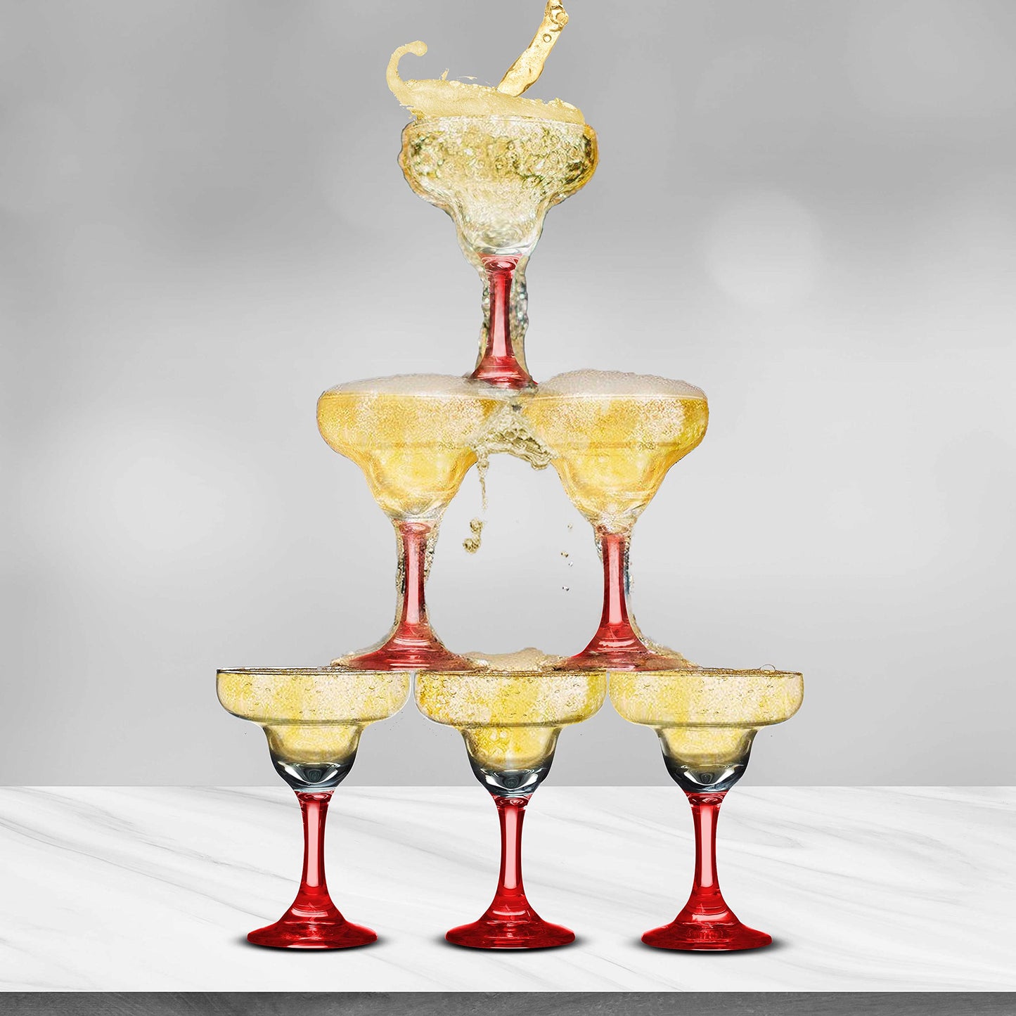 DISCOUNT PROMOS 10 Margarita Glasses Set, 9 oz. - Classic, Smooth, Barware, Glassware - Red