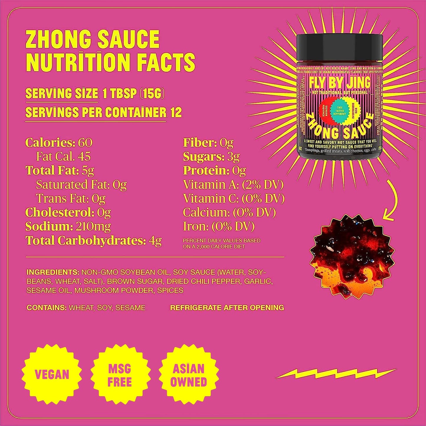 Variety Pack with Sichuan Chili Crisp, Zhong Sauce and Chengdu Crunch, All Natural and Vegan, Perfect Hot Sauce Gift for Foodies, 6 Oz. (3 Pack)
