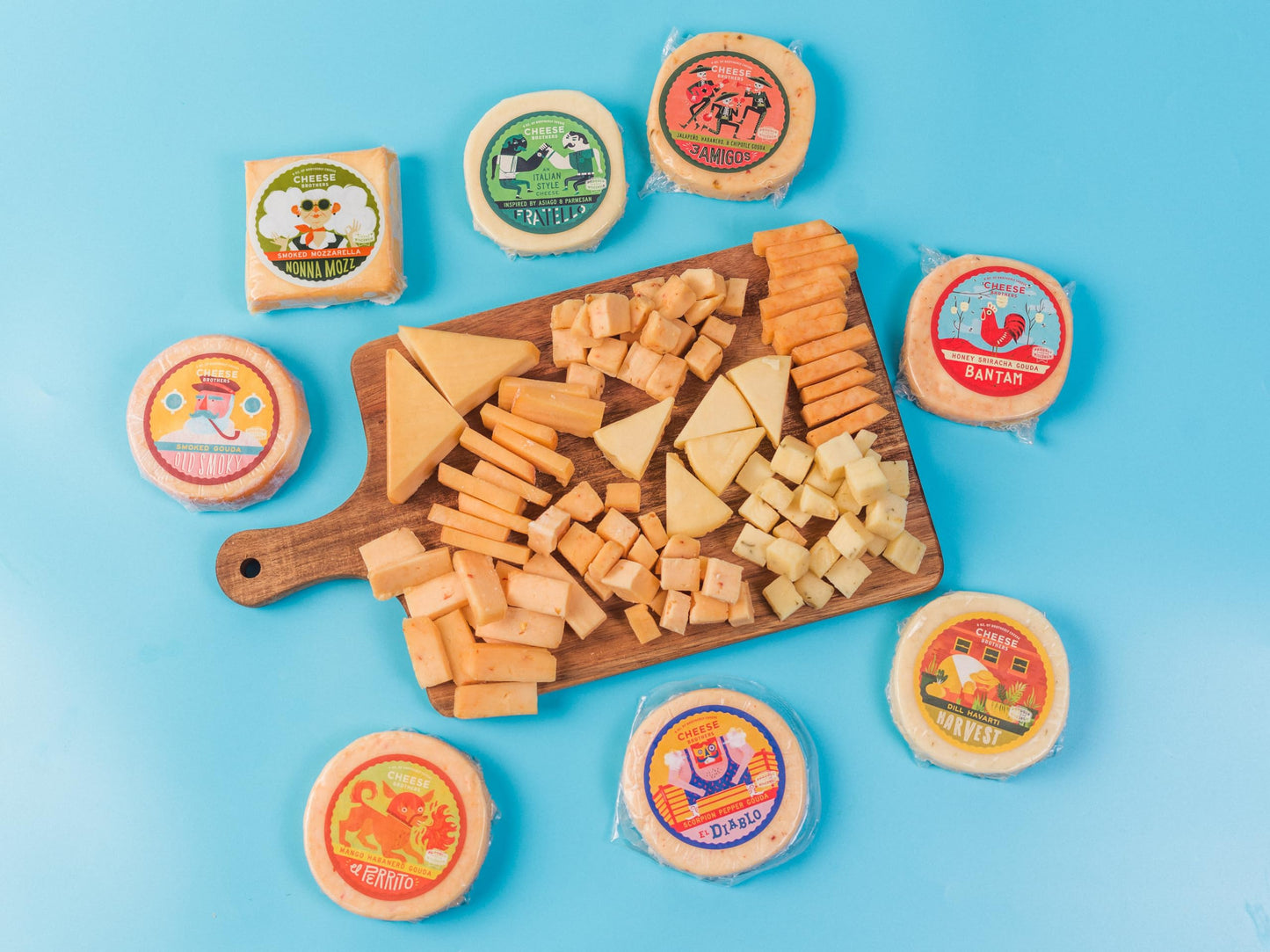 Cheese Bros. Brotherhood Gift Box, Fresh from Wisconsin, Assorted Gouda, Havarti, Mozzarella and Fratello