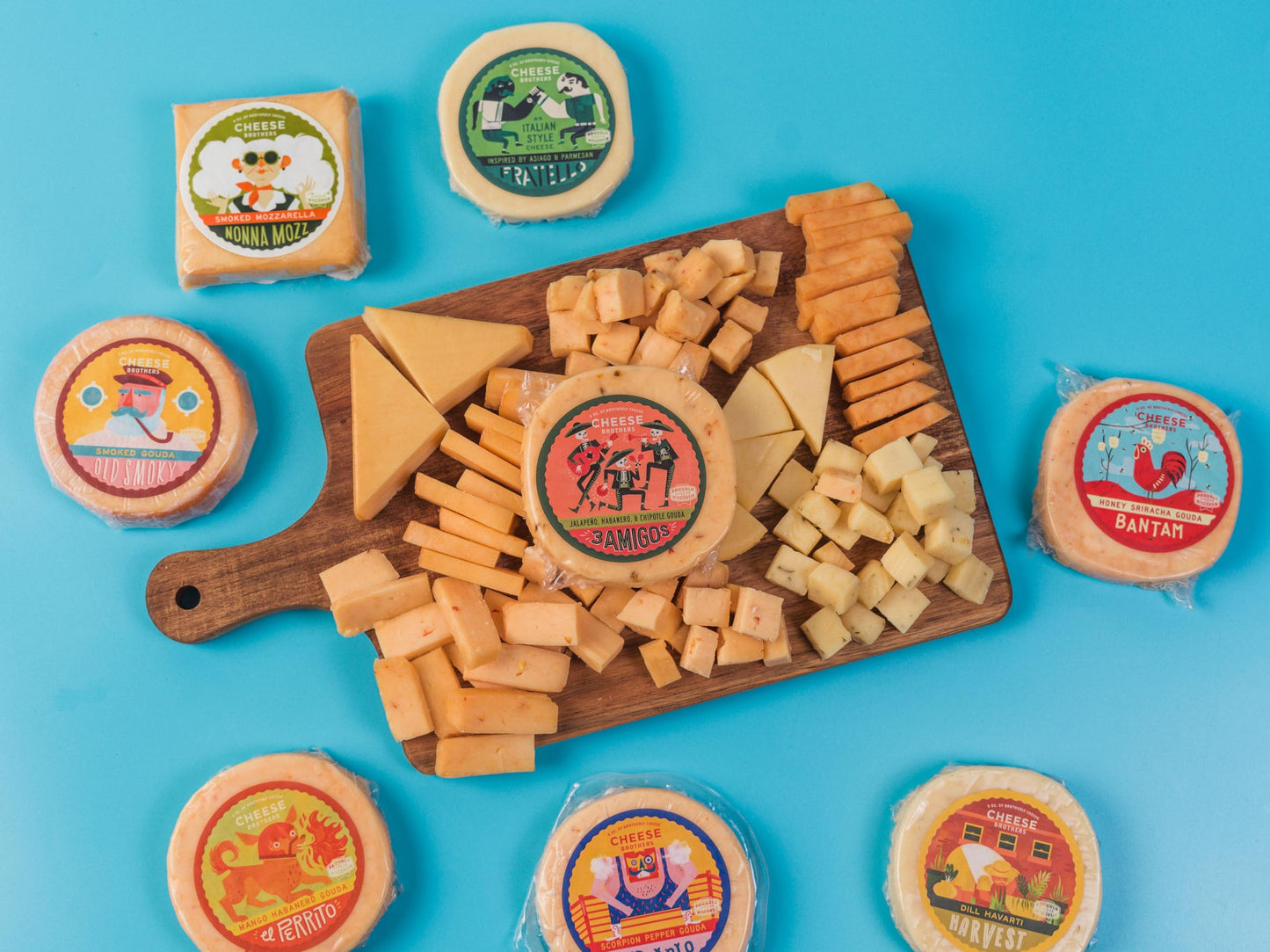Cheese Bros. Brotherhood Gift Box, Fresh from Wisconsin, Assorted Gouda, Havarti, Mozzarella and Fratello