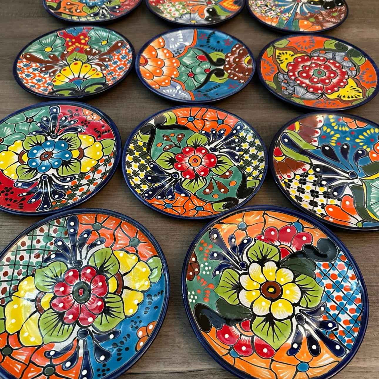 Hand-Painted Mexican Pottery - Set of Four 6" Talavera Appetizer Plates