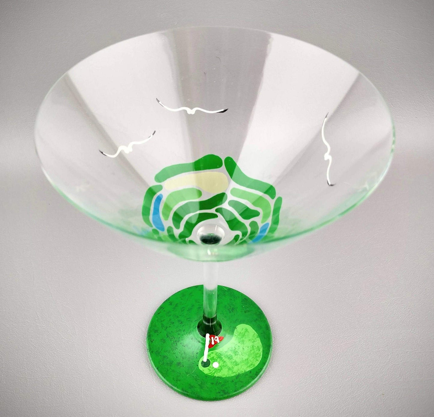 Golf Martini Glass - Hand Painted - 19th Hole - Gift for Him, Dad, Golfer