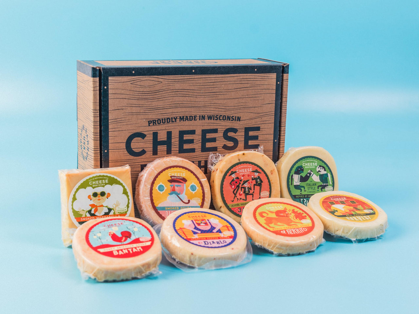 Cheese Bros. Brotherhood Gift Box, Fresh from Wisconsin, Assorted Gouda, Havarti, Mozzarella and Fratello