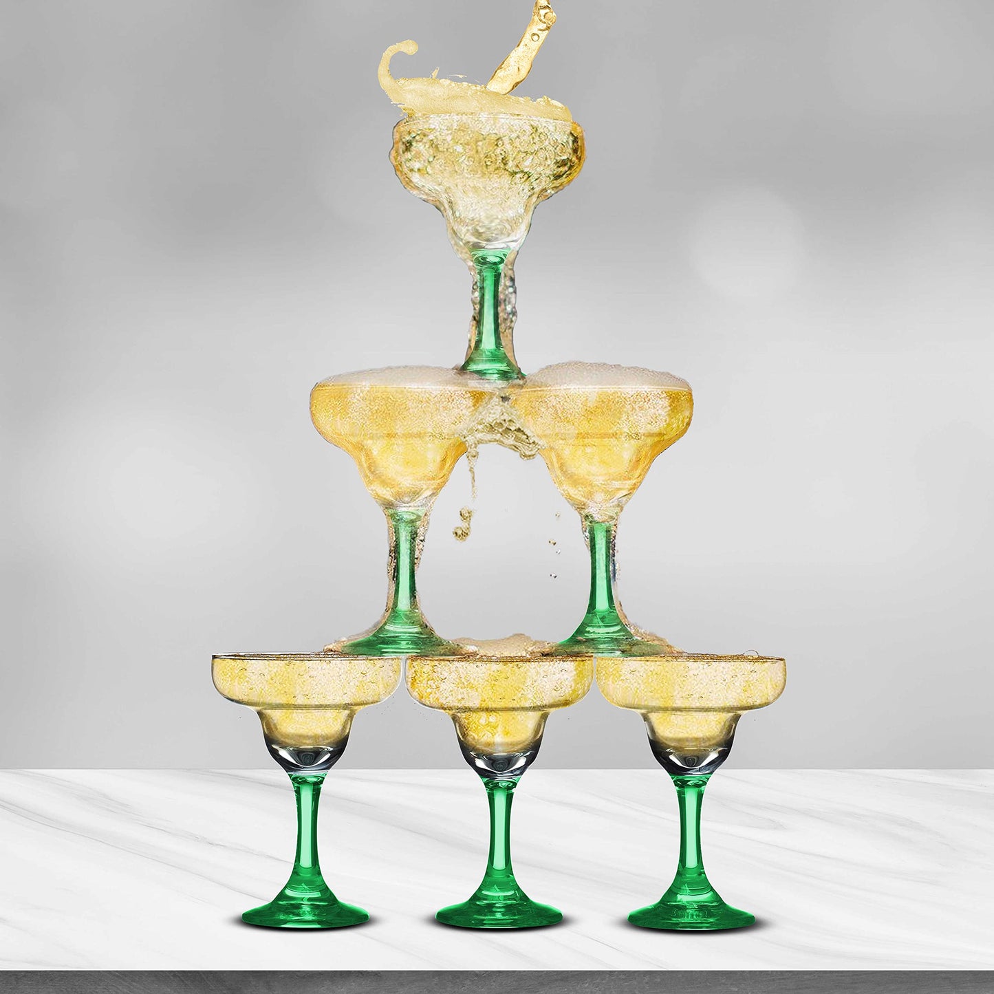 DISCOUNT PROMOS 10 Margarita Glasses Set, 9 oz. - Classic, Smooth, Barware, Glassware - Green