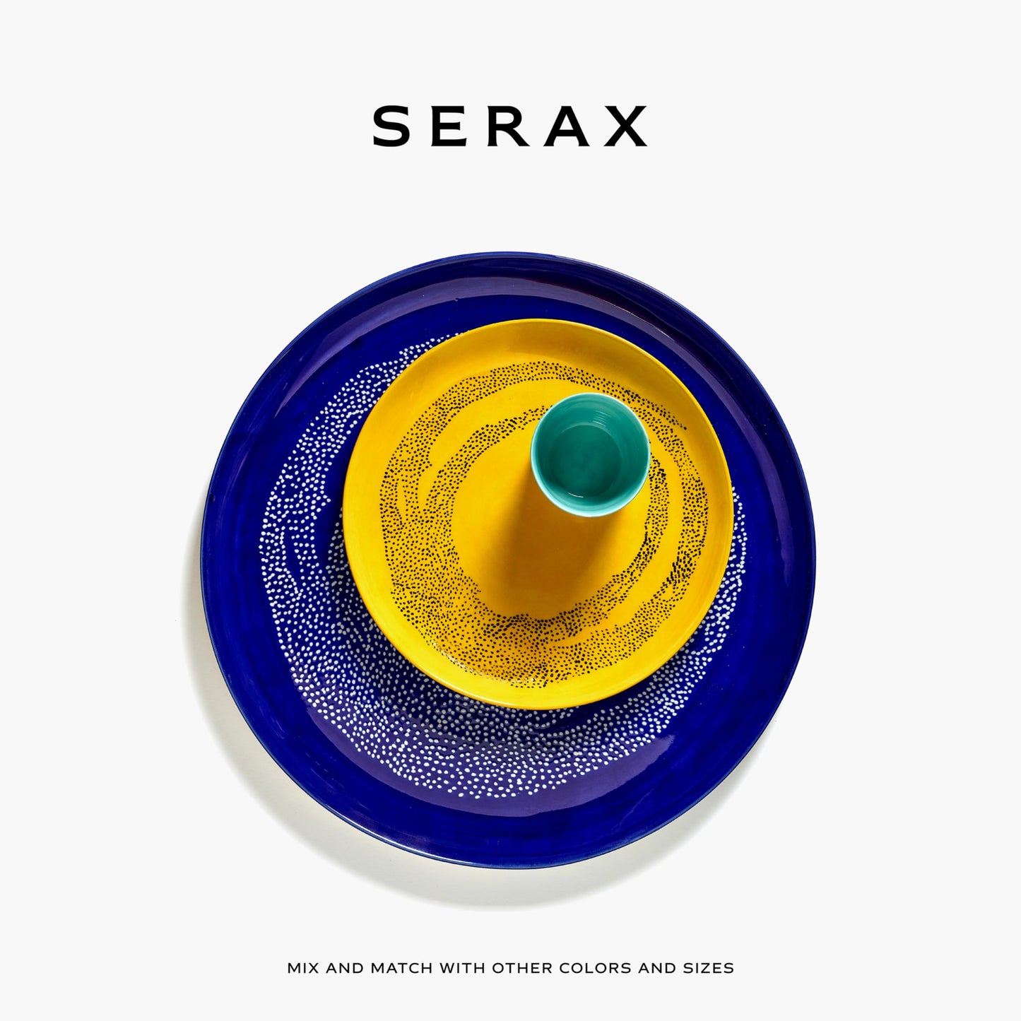 Serax Dark Blue White Serving Plate | Feast tableware by Ottolenghi | Serving Tray Dish Set for 1 | Stoneware Microwave Safe Plates | Farmhouse Kitchen and Dinnerware Sets for Home, Party
