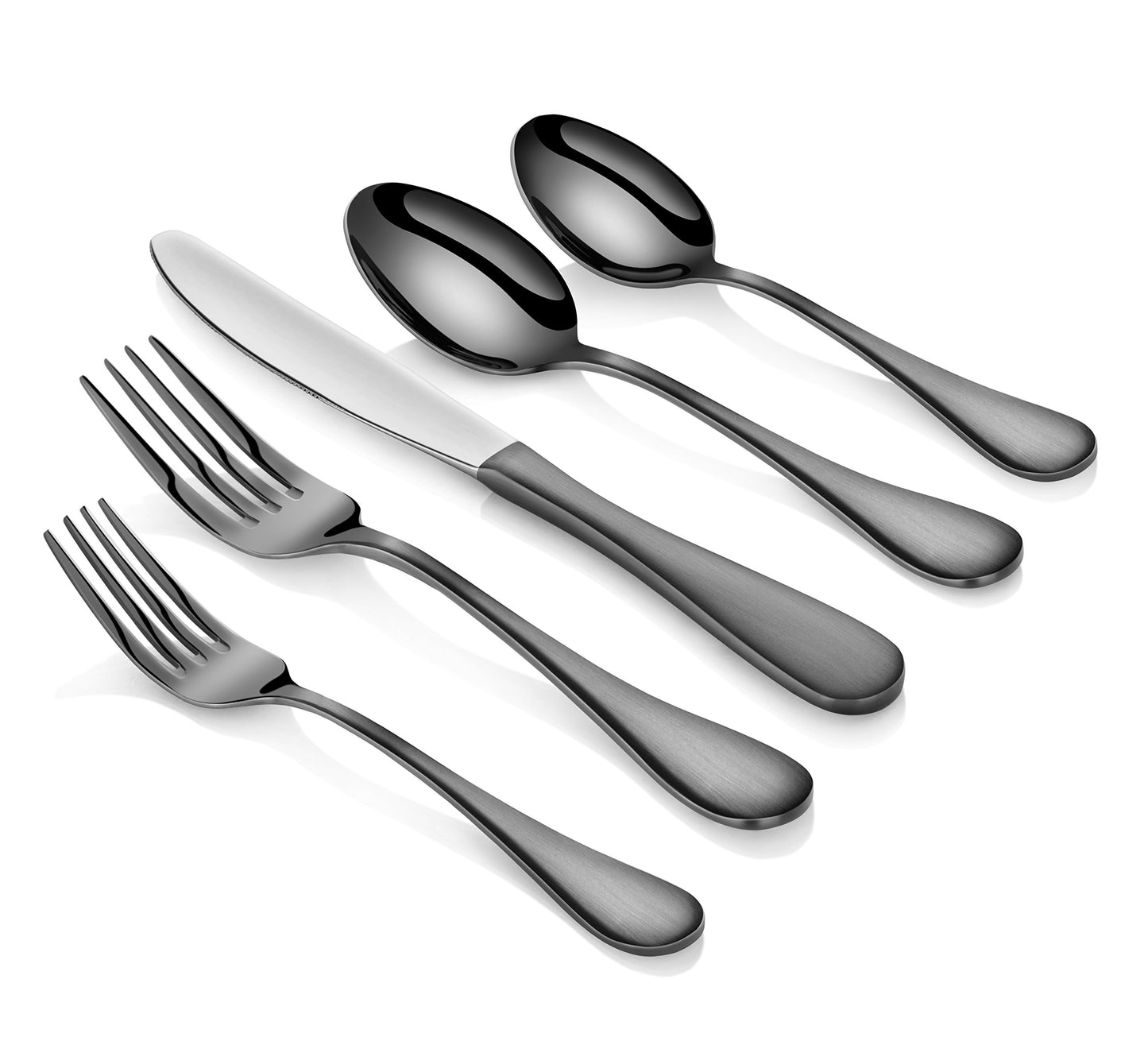 Artaste 56945 Rain 18/10 Stainless Steel Flatware 20-Piece Set, Black Finished, Service for 4