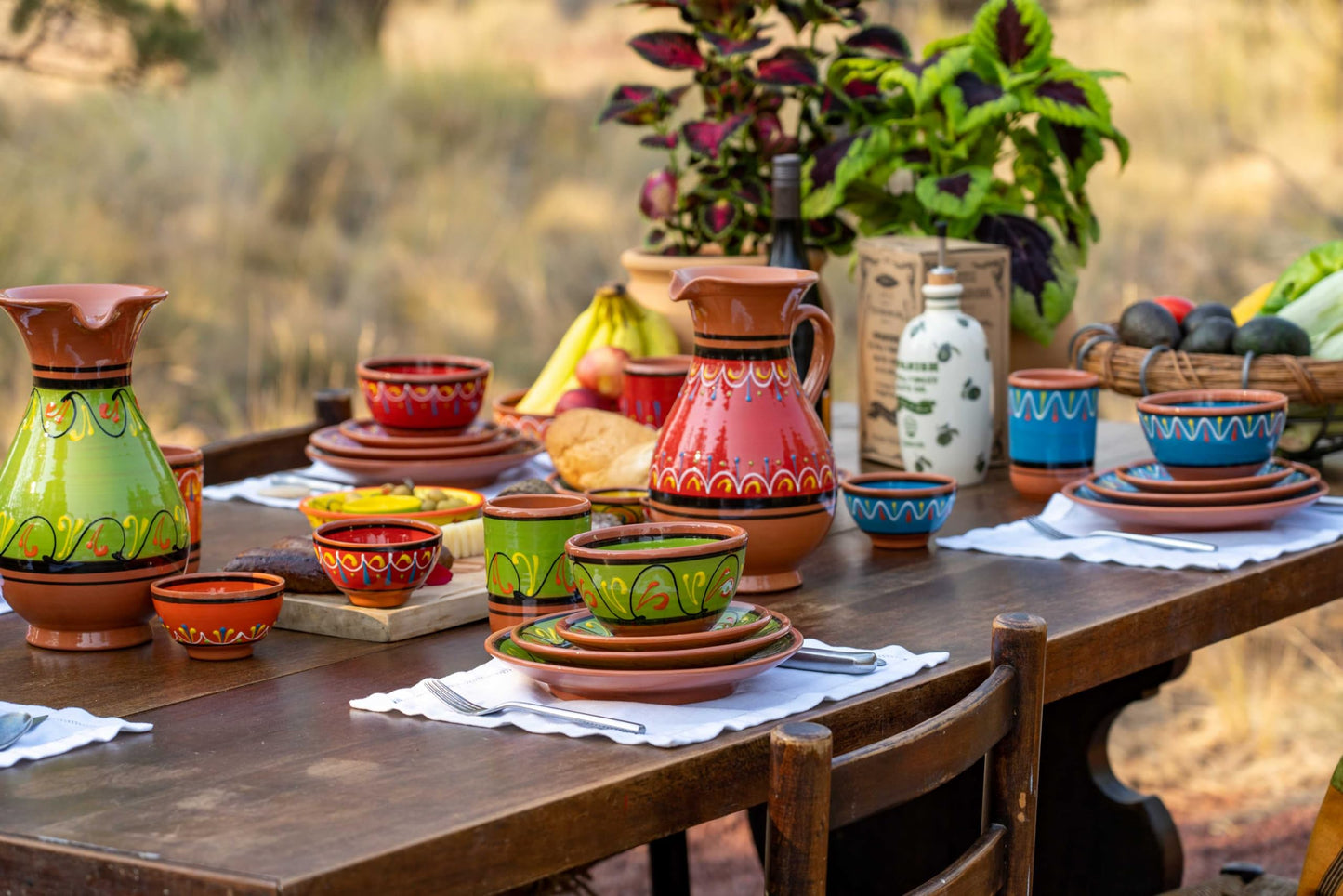 Cactus Canyon Ceramics Spanish Terracotta 5-Piece Small Dinner Plate Set (European Size), Multicolor