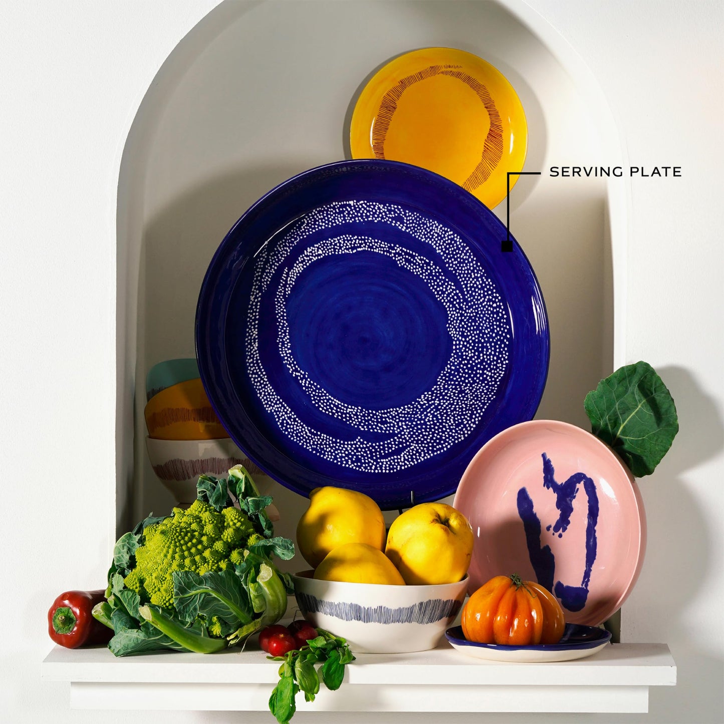 Serax Dark Blue White Serving Plate | Feast tableware by Ottolenghi | Serving Tray Dish Set for 1 | Stoneware Microwave Safe Plates | Farmhouse Kitchen and Dinnerware Sets for Home, Party