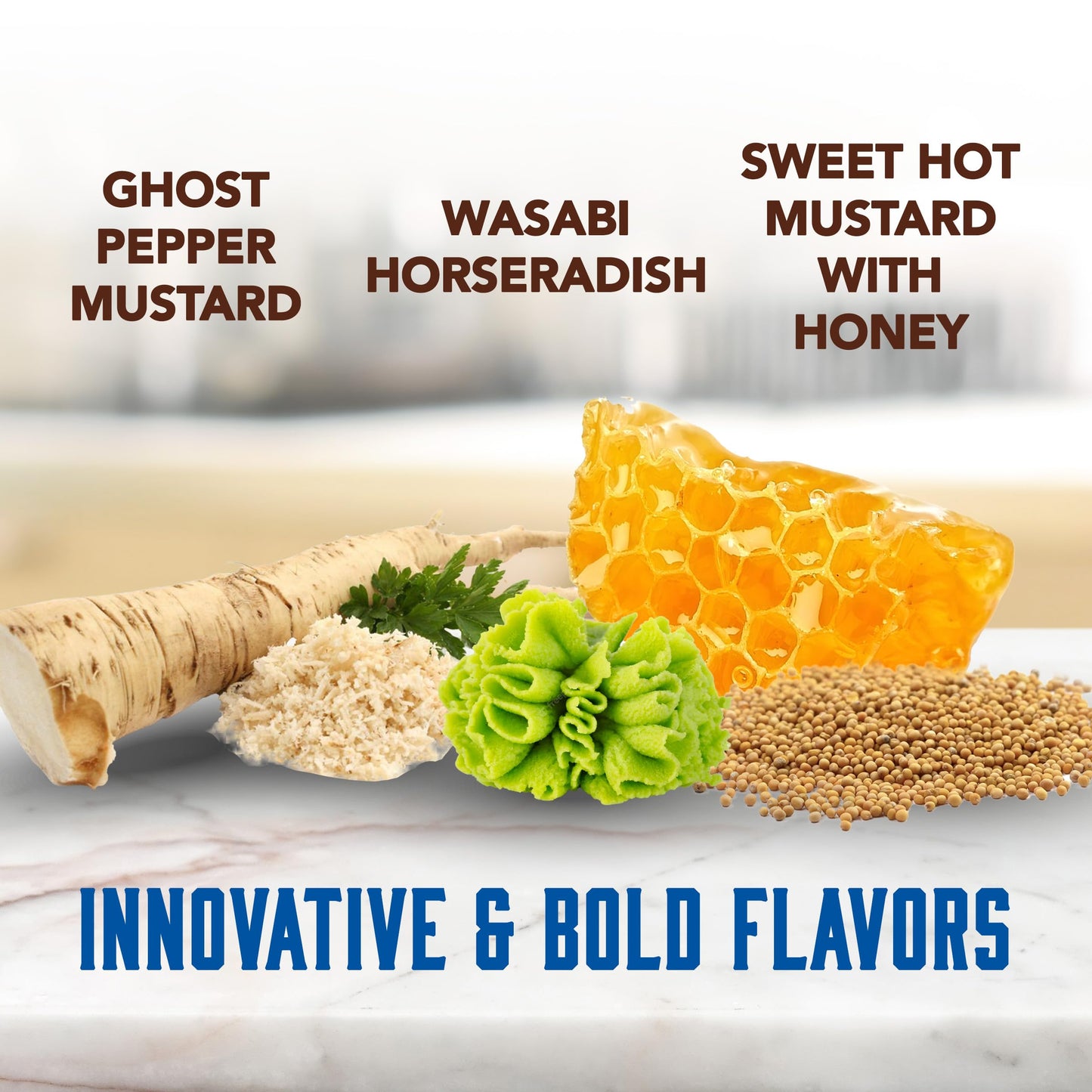 Inglehoffer Condiments Variety Pack, Ghost Pepper Mustard, Wasabi Horseradish and Sweet Hot Mustard (Pack of 3)