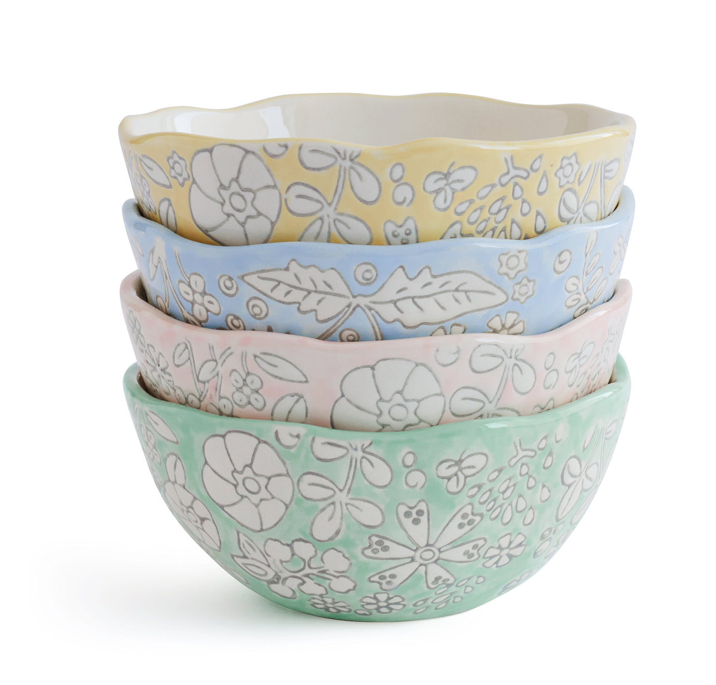 Dorotea Hand Painted Small Fruit Bowl, 5.25-Inch, Set of 4, Assorted