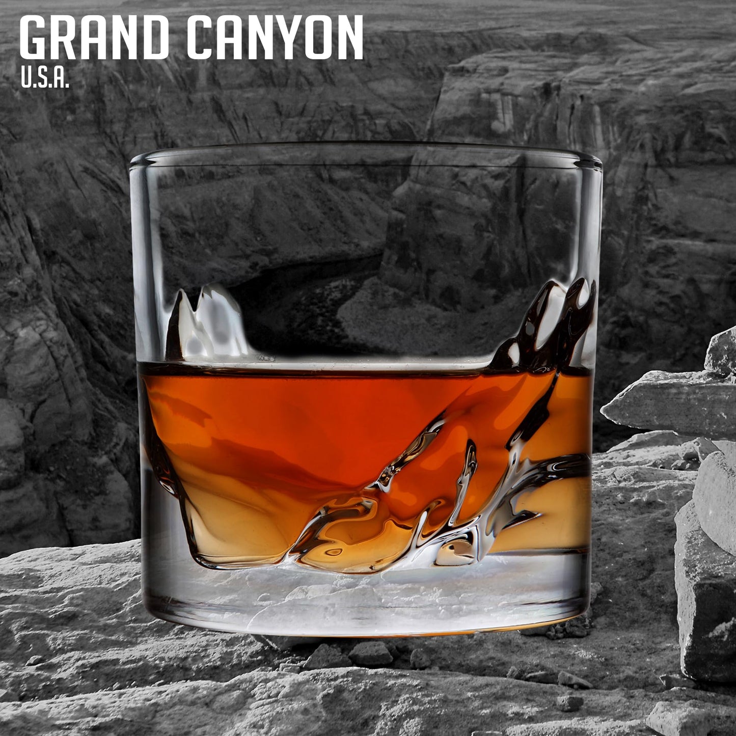 LIITON Heavy Crystal Whiskey Glasses Gift Set, Thick Freezable Bourbon Glass 1lb Each, Premium Whiskey Gifts for Men, Frozen Crystal Chills Cocktails