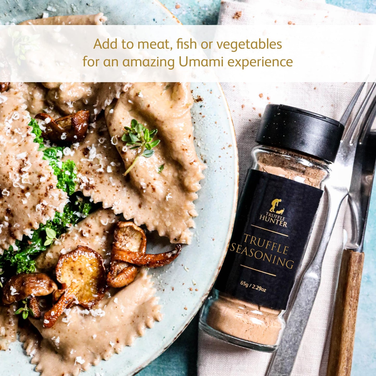 TruffleHunter - Black Truffle Seasoning - Umami - Gourmet Condiments - 2.29 Oz.