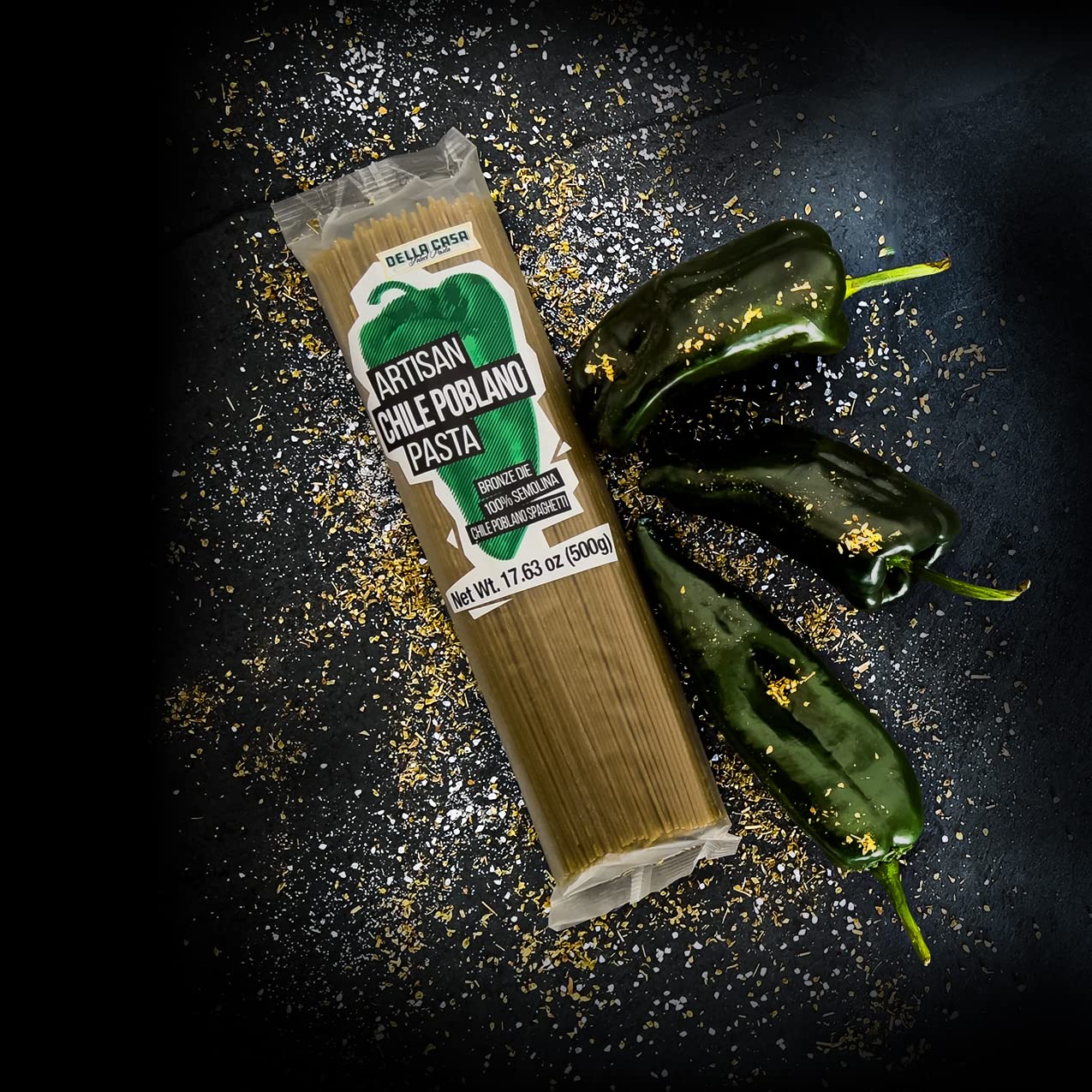 Della Casa Select Pasta - Premium Artisan Flavored Spaghetti Variety Pack, Jalapeño, Chorizo, Chile Poblano, Chipotle, Made with 100% Durum Wheat Semolina, 17.63oz ea, Perfect for Gourmet Dishes (4 Pk).