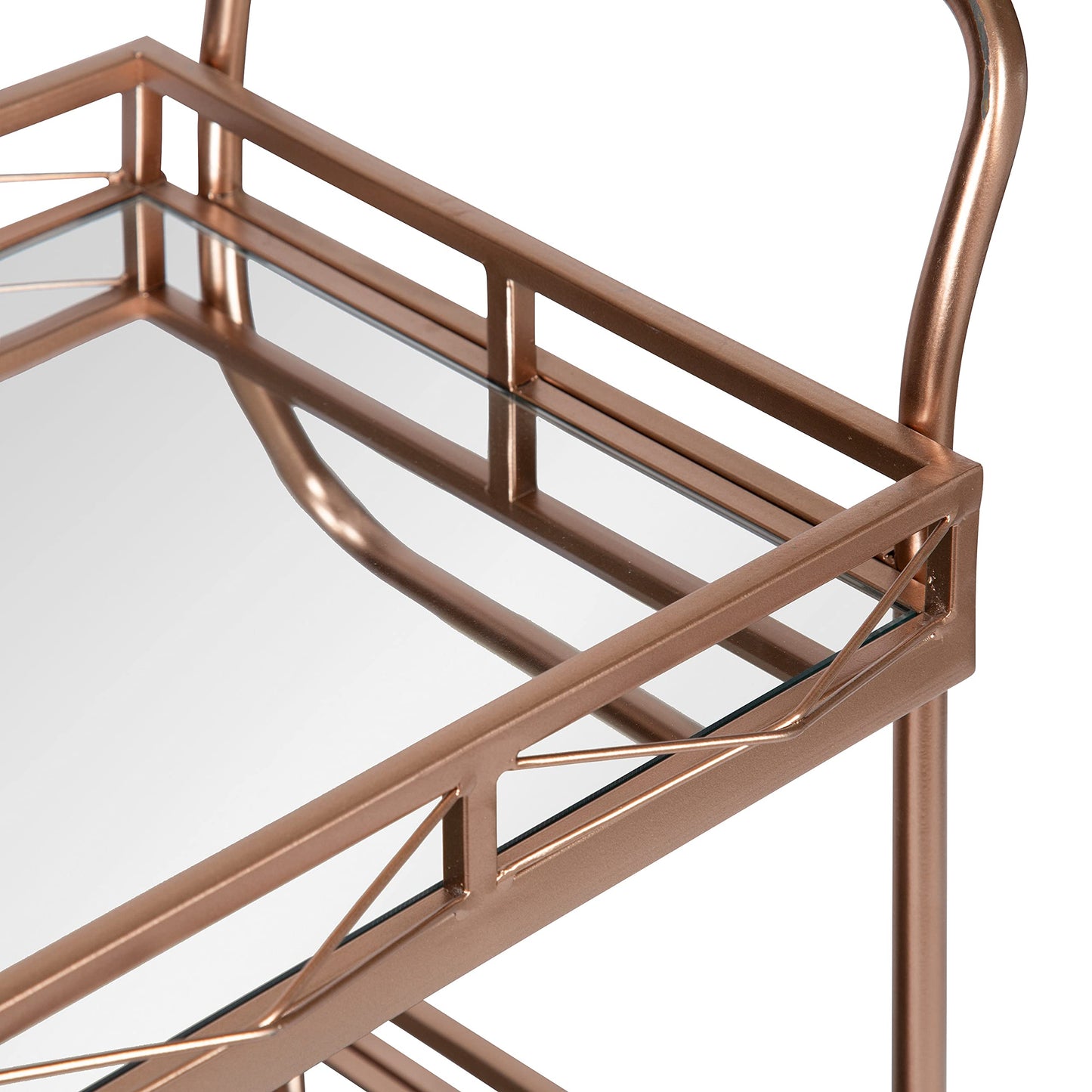 Kate and Laurel Ketia Glam Metal Bar Cart, 23 x 13 x 34, Rose Gold, Glamorous Three Tier Gold Bar Cart for Display and Storage