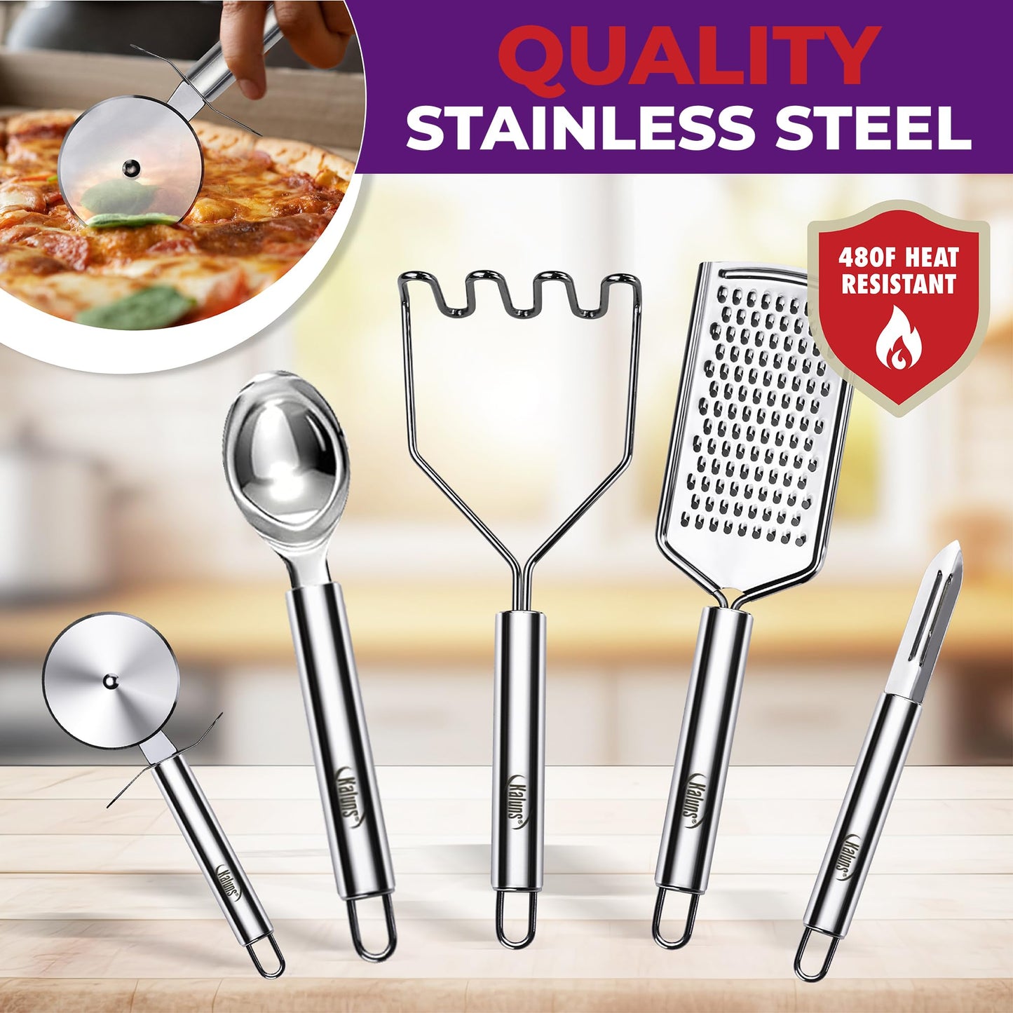 Colorful Medley 50-Piece Silicone Kitchen Utensils Set - Mothers's Day Gifts for Gourmet Mavens Everywhere - Complete Kitchen Set 800°F Heat-Resistant Non-Stick Premium Silicone Cooking Utensils W Wooden Handles Gifts for Mothers