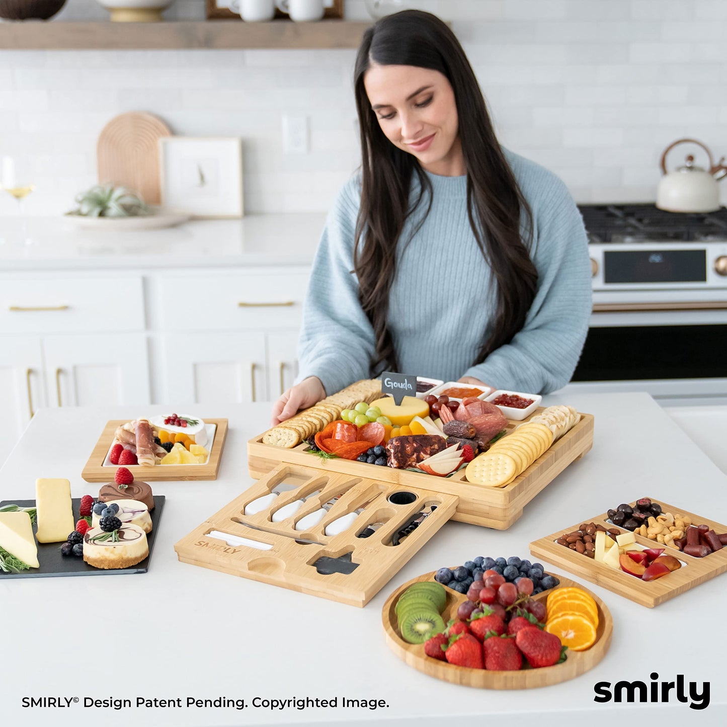 SMIRLY Charcuterie Boards Gift Set: Charcuterie Board Set, Bamboo Cheese Board Set - House Warming Gifts New Home, Wedding Gifts for Couple, Bridal Shower Gift