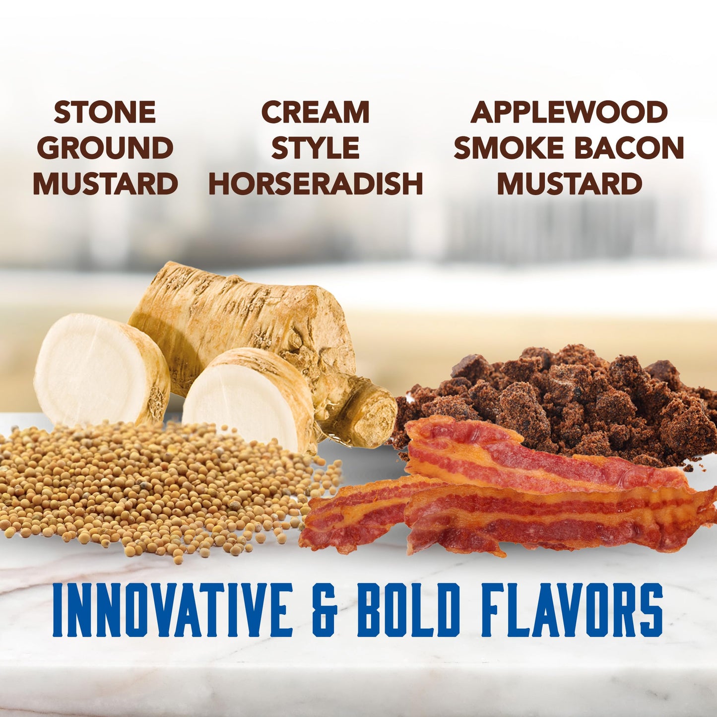 Inglehoffer Condiments Variety Pack (Stone Ground, Cream Style, Smoked Bacon, Pack of 3)