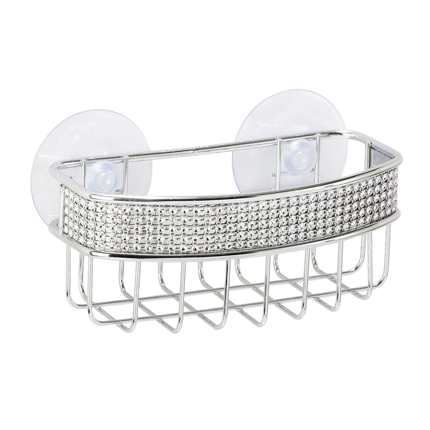 Kitchen Details Pave Diamond Sponge Holder | Suction Cup Mount | Holds 1 Sponge | Open Wire Water Draining | Chrome
