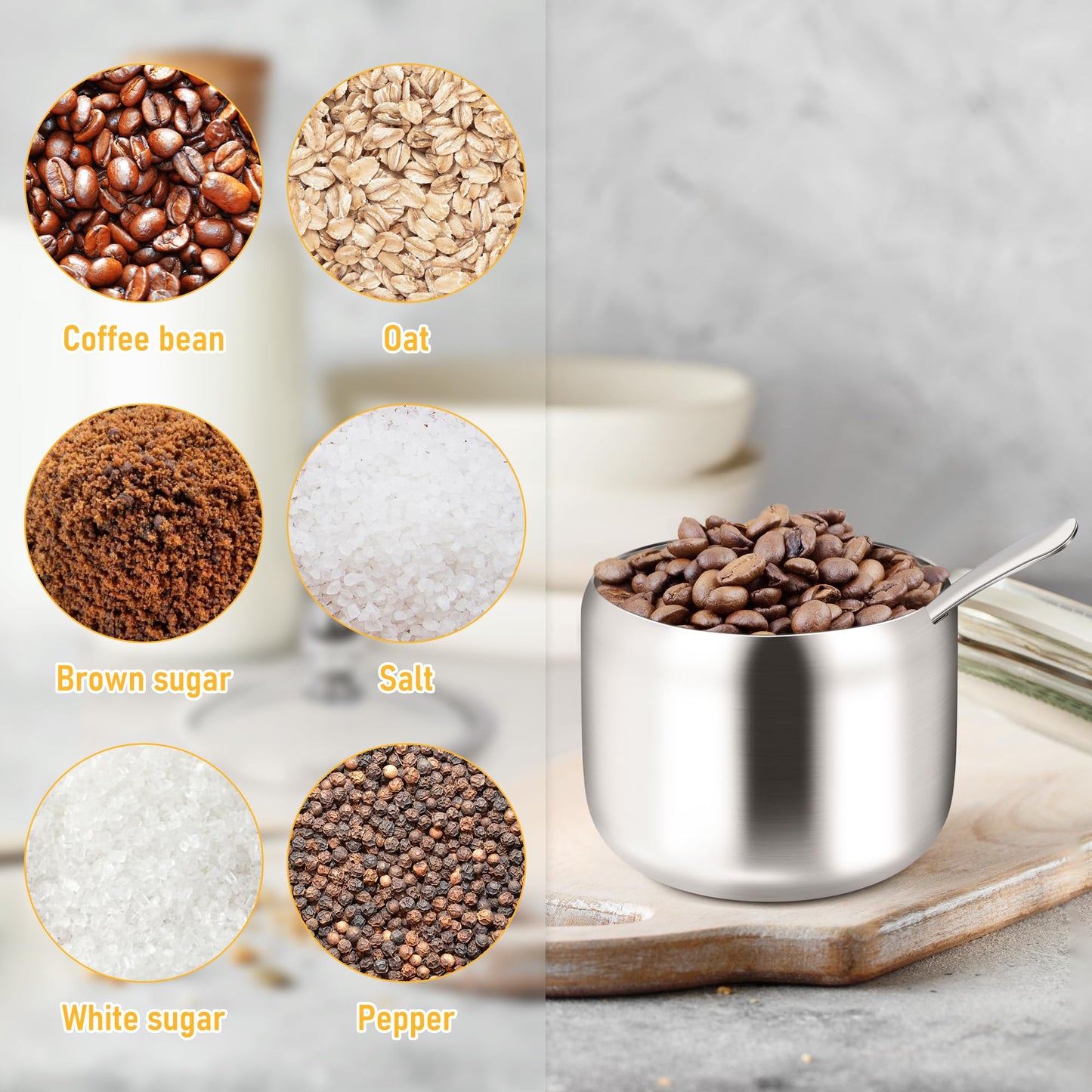 2 Pcs Stainless Steel Sugar Bowl with Tray - Sugar Container with Glass Lid and Spoon for Coffee Bar Accessories Storage for Brown Sugar,Salt,Tea,Coffee Bean,Sugar Cubes (Silver)