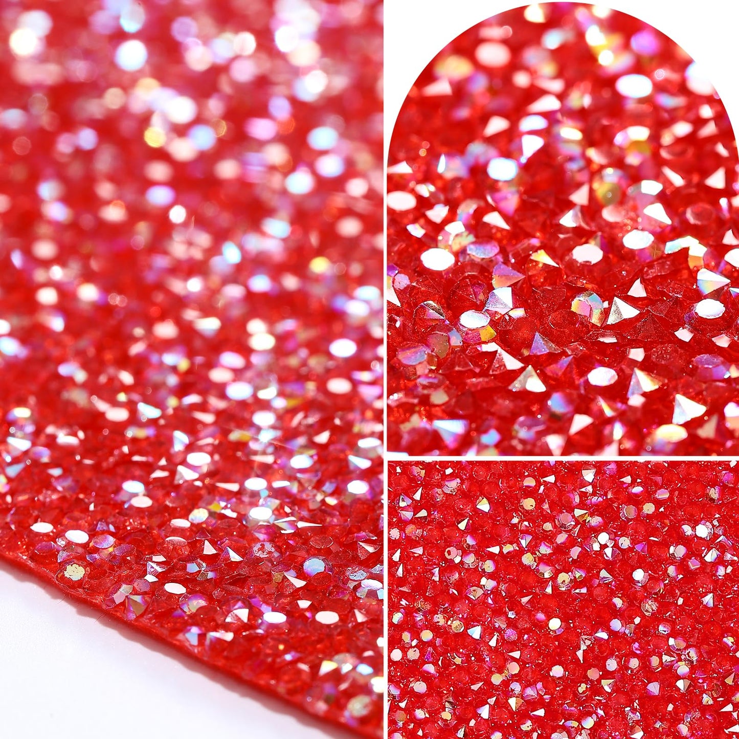 Cumouna Placemat with Red Rhinestones Round Glitter Decoration Table Mat for Valentine Holiday New Year Centerpiece Kitchen Table Party Tableware Decor 15 Inches (Red AB, 1 Piece)