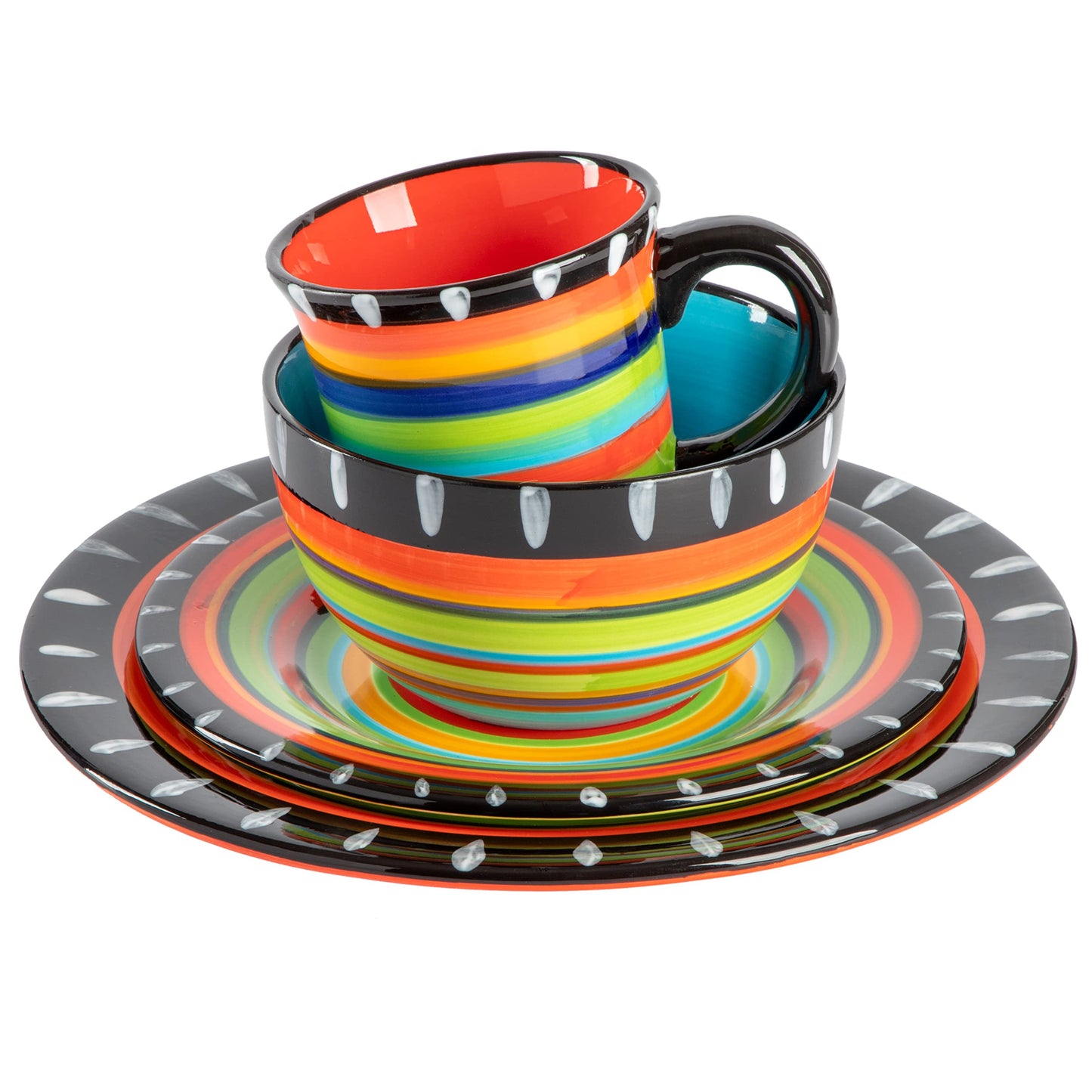 Gibson Elite Feliz Mesa 16-Piece Hand Painted Dinnerware Set, Service for 4 (16pc)