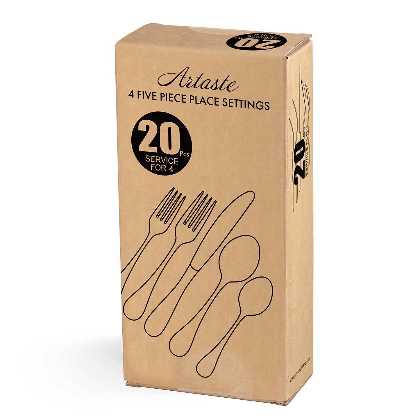 Artaste 56938 Rain 18/10 Stainless Steel Flatware 20-Piece Set, Gold Finish, Service for 4