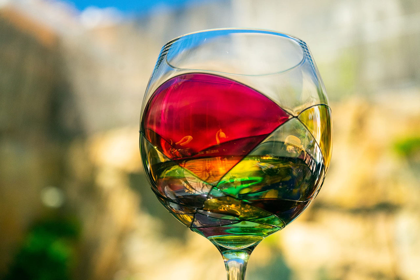 Handpainted Antoni Barcelona Balloon Gin Cocktail Glasses 21 Oz. Sagrada Familia Set 2 Hand Painted Unique Presents Gifts Women Men Mother Stained Artistic Gaudi Lovers