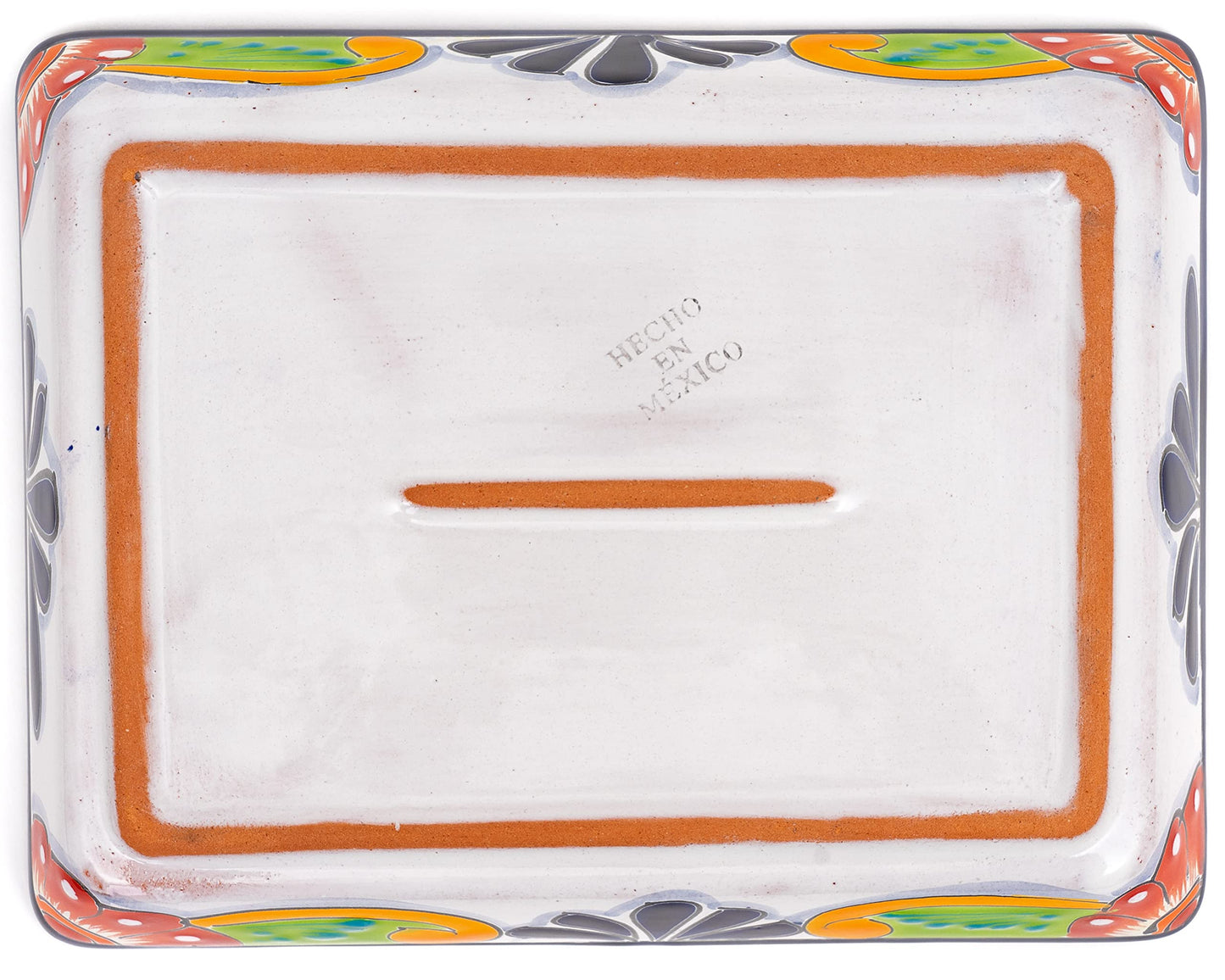 Enchanted Talavera Pottery Hand Painted Ceramic Rectangle Serving Platter Dish Appetizer Plate Tray Food Mexican Floral Pattern Party Fiesta Thanksgiving Jewelry Holder (Medium 9.5 x 7.5 x 1.75)