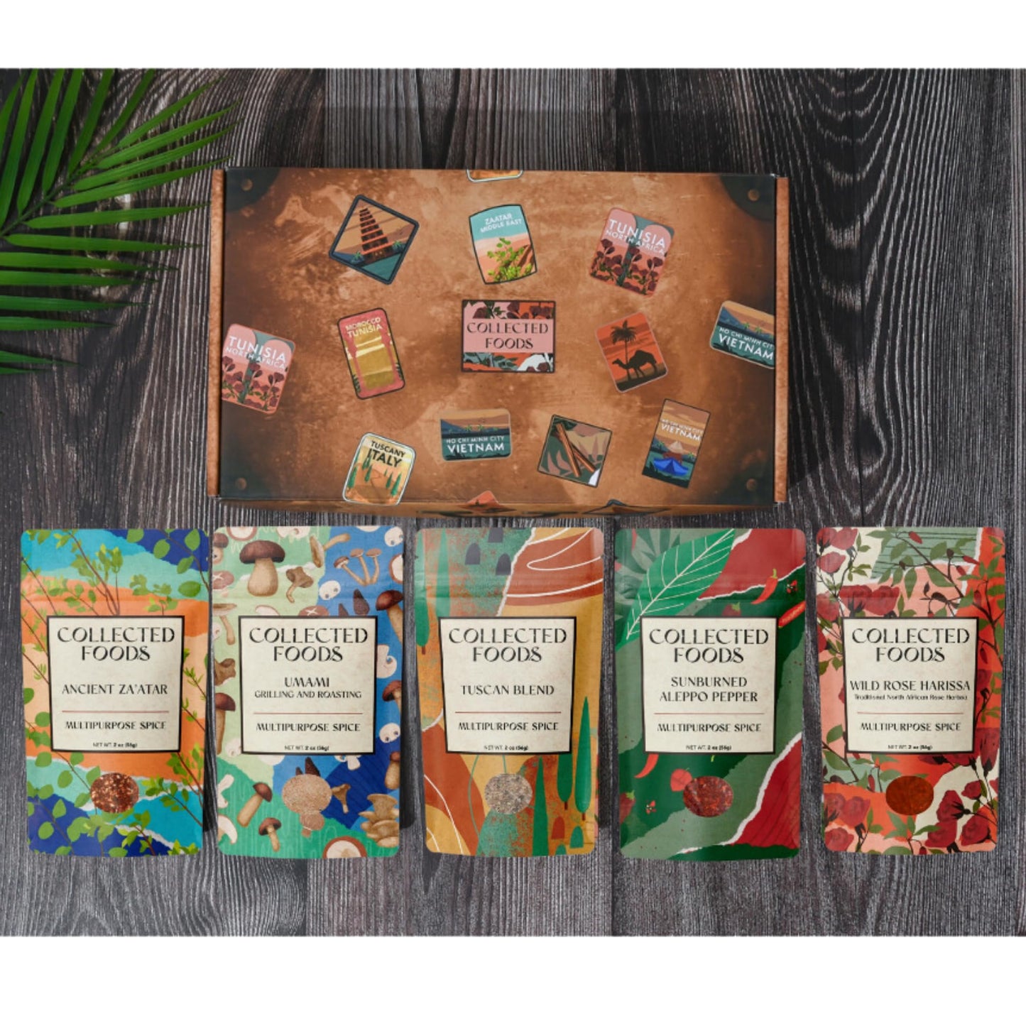 Vegan Spice Gift Set - Gourmet Seasoning Collection by NYC Chefs for Plant-Based Cooking: Includes Zaatar, Umami, Tuscan Blend, Wild Rose Harissa, and Aleppo Pepper"