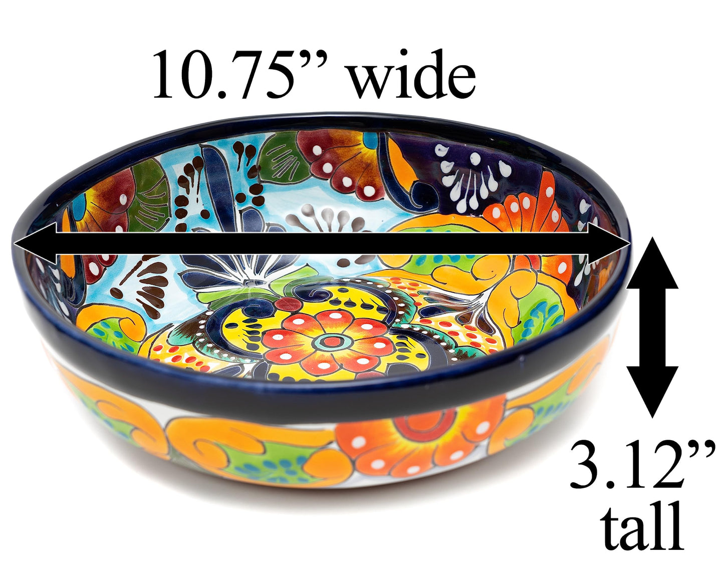 Mexican Talavera Pottery Large Serving Bowl, Handpainted Ceramic Pasta Bowl, Fruit Bowl, Hand Crafted Decorative Bowl for Salad Party Serving Bakeware Handmade Mexico Kitchen Art Unique Gift Platter