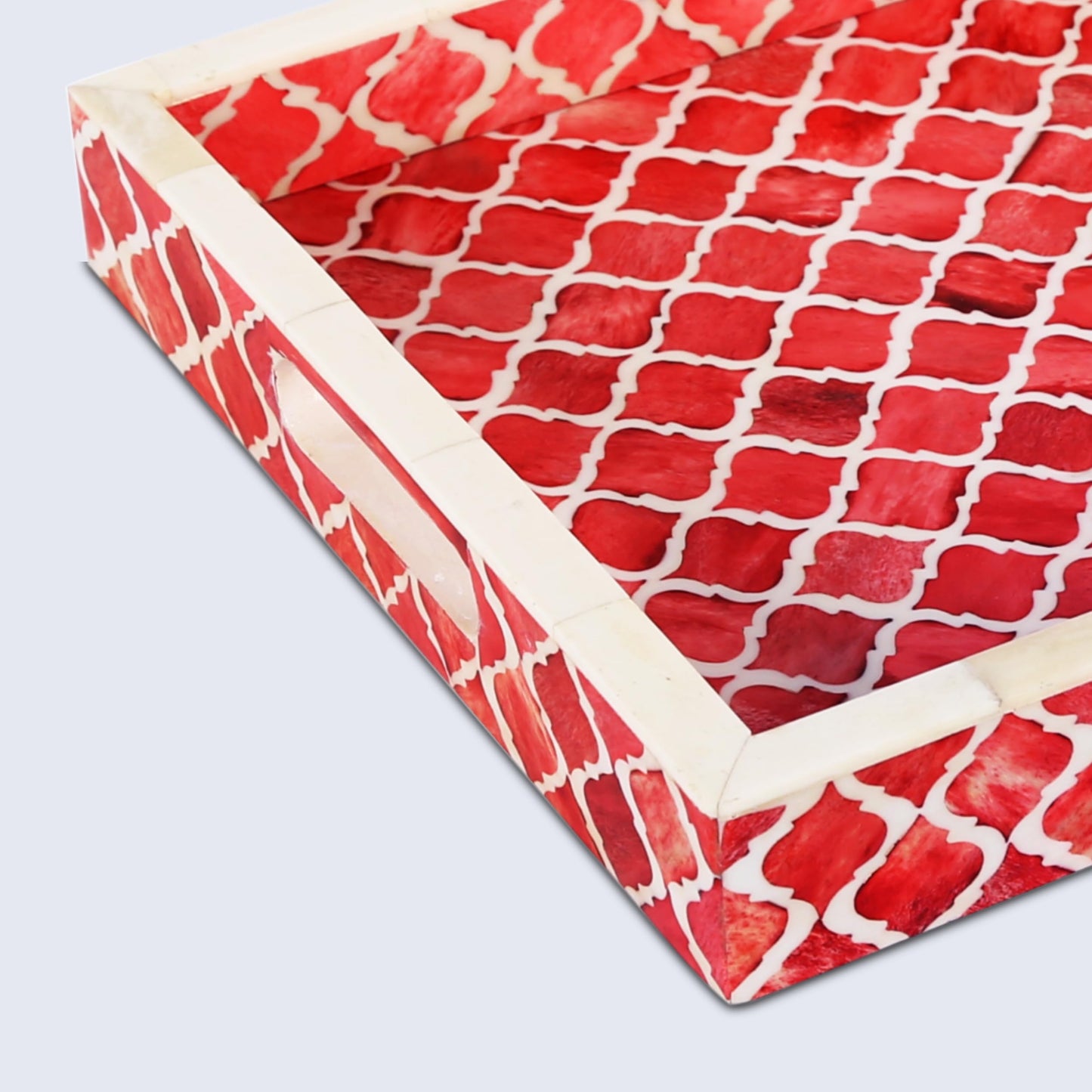 Chic Red Moroccan Pattern Inspired Decorative Trays 11x17 - Chic Red Centerpiece, Versatile Ottoman Tray for Modern Home Decor, Artistic Kitchen Serving Tray, Tray for Living Room