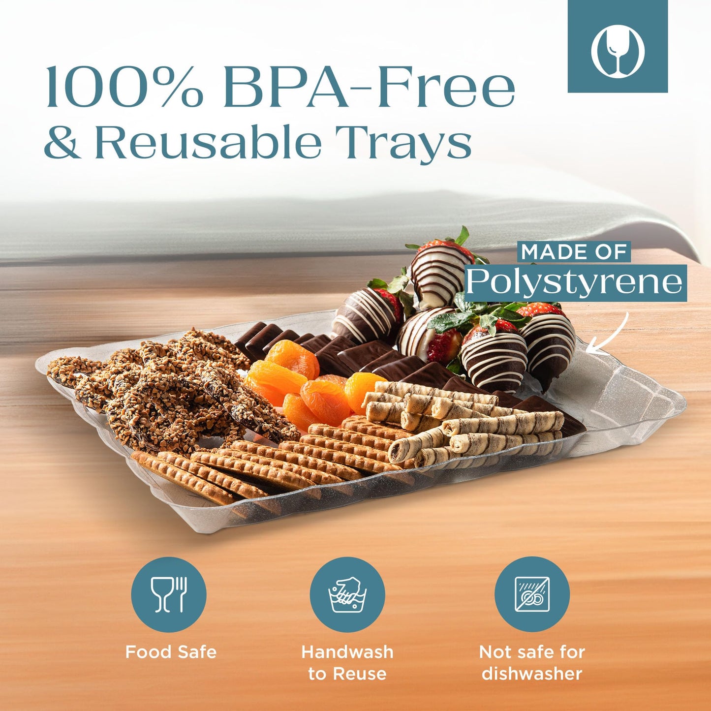 Posh Setting - Plastic Trays for Serving Food, Silver Serving Trays for Party, Plastic Serving Trays, Serving Dishes for Parties, Plastic Platters & Food Trays for Party, Plastic Serveware - 9x13