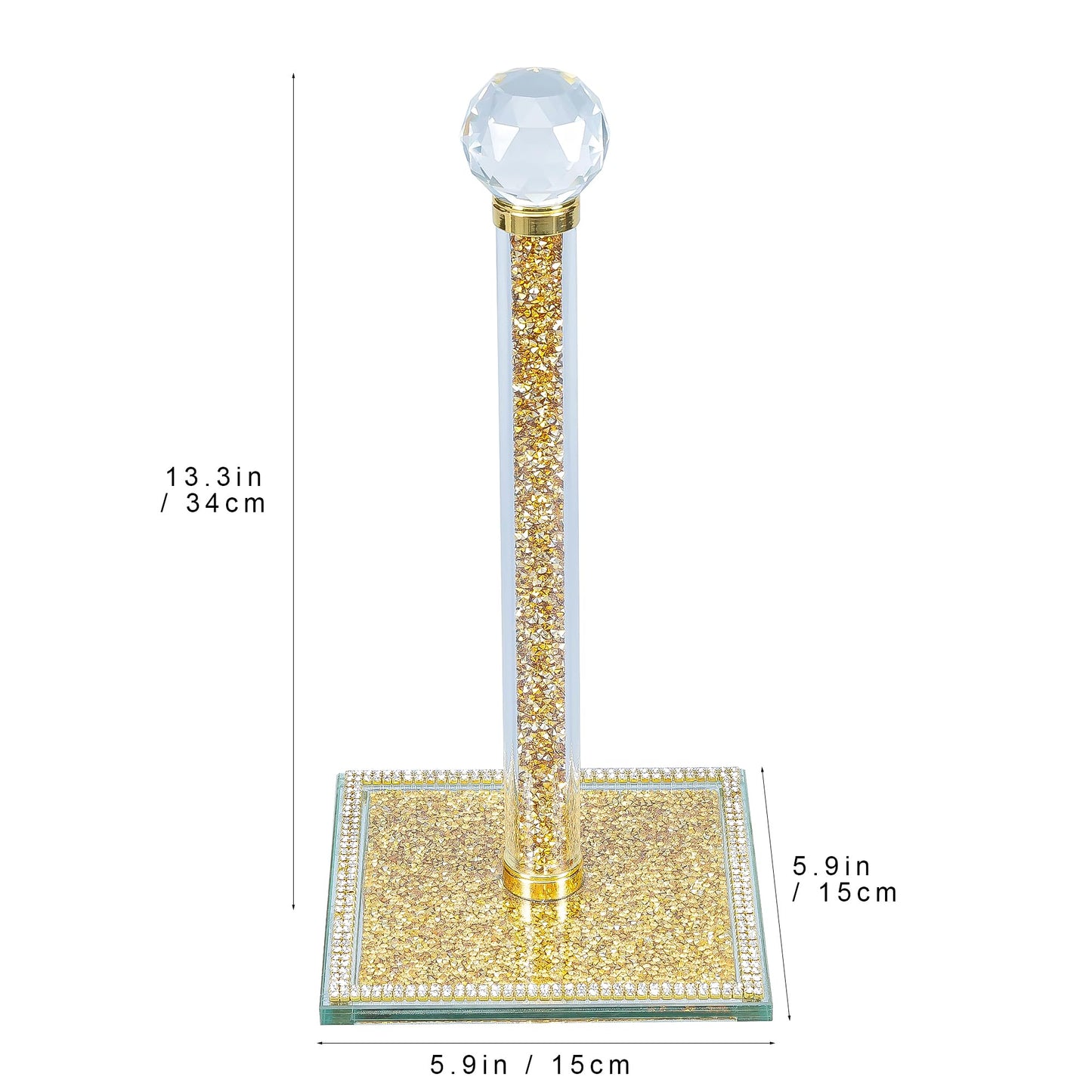 Glam Gold Crystal Paper Towel Roll Holder