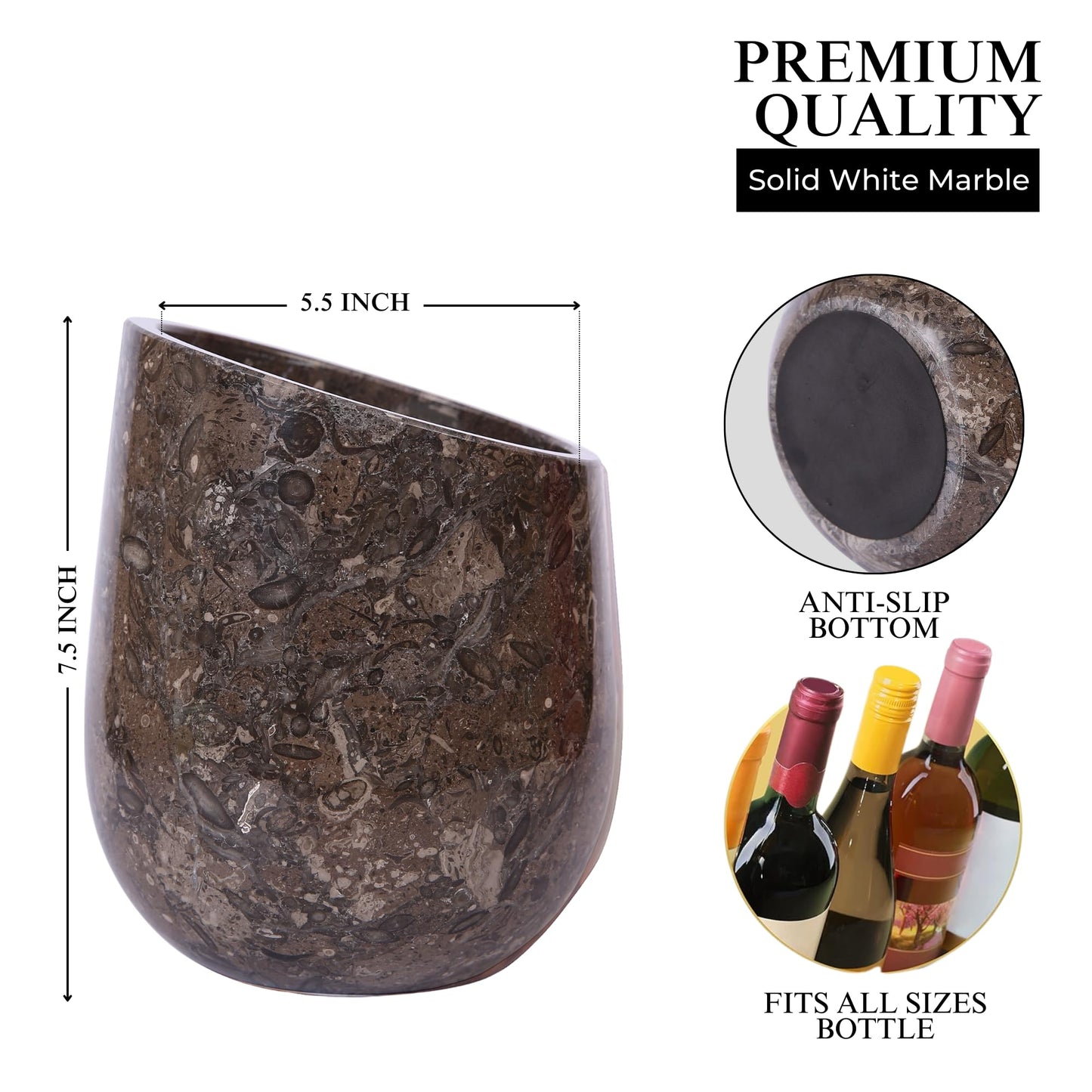 Marble Hives Marble Wine Chiller- Premium Wine Chiller Bucket- Perfect Wine Bottle Chiller- Keep Your Champagne Chiller and Safe- Easily Holds 750ml Bottle - Wine Cooler (Oceanic)